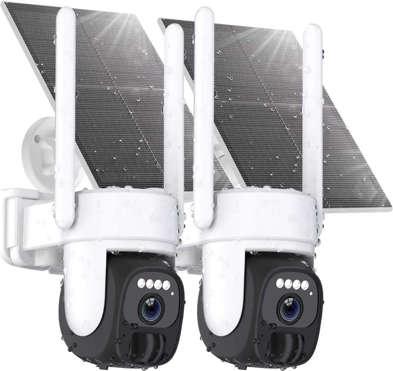 Main image of 2pcs 2K Solar Security Camera, Super Battery Powered Security Camera Wireless Outdoor, 360° View Pan Tilt WiFi Security Cameras, Color Night Vision, PIR Motion Detection, 2 Way Audio, Works/Alexa
