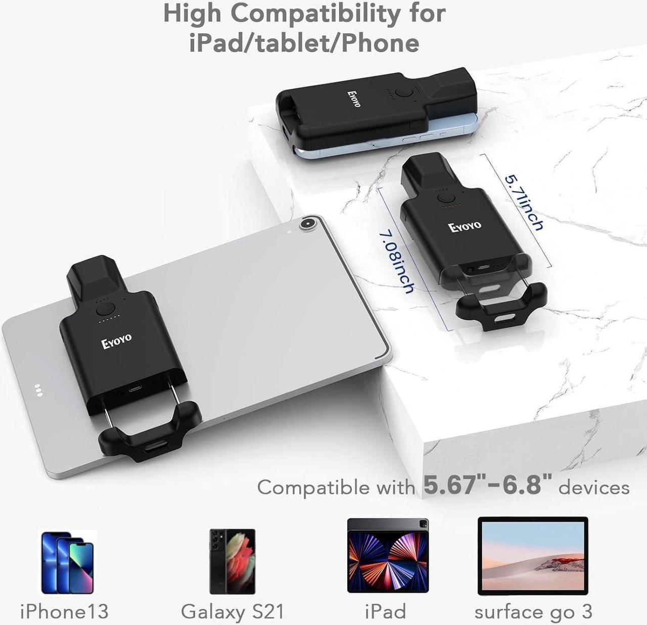 Alt view image 2 of 7 - 2D Bluetooth Barcode Scanner Compatible with iPad, Tablet, iPhone, Android Phone, 3000mAh Rechargeable Battery, Portable Wireless 1D QR UPC Bar Code Reader for Library Book Warehouse Inventory