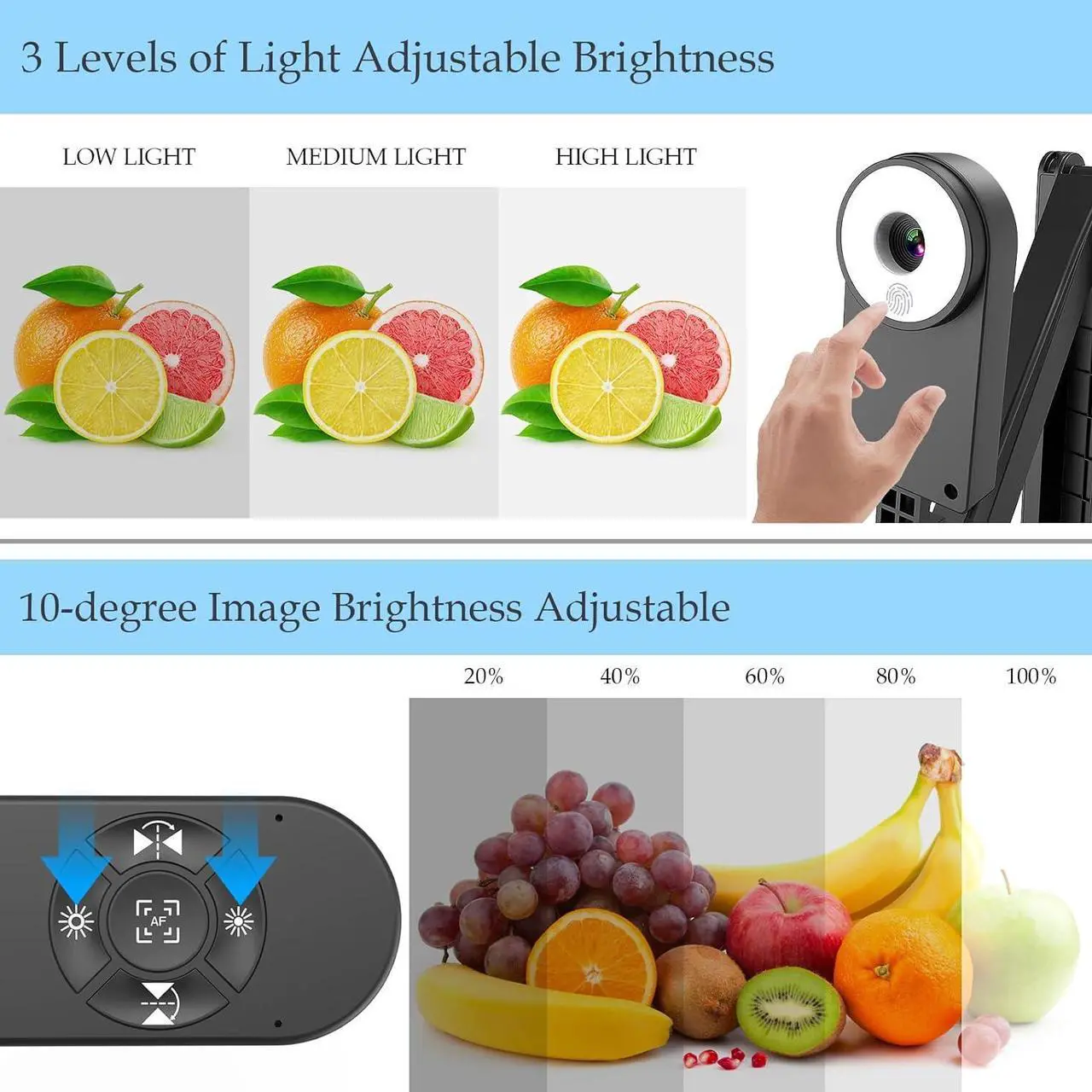 Alt view image 6 of 7 - 8MP USB Document Camera for Teachers and Classroom for A3 A4 Size with Dual Mic, 3-Level LED Light, Up and Down, Left and Right Image Inversion, for Distance Teaching & Learning