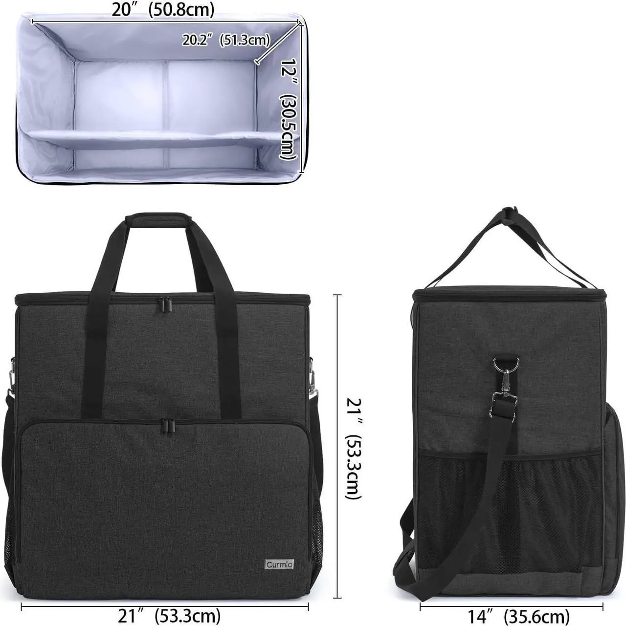 Alt view image 6 of 7 - Desktop Computer Tower and Monitor Carrying Case,Travel Tote Bag for PC Chassis, Monitor, Keyboard, Cable and Mouse, Earphone, Bag Only, Black