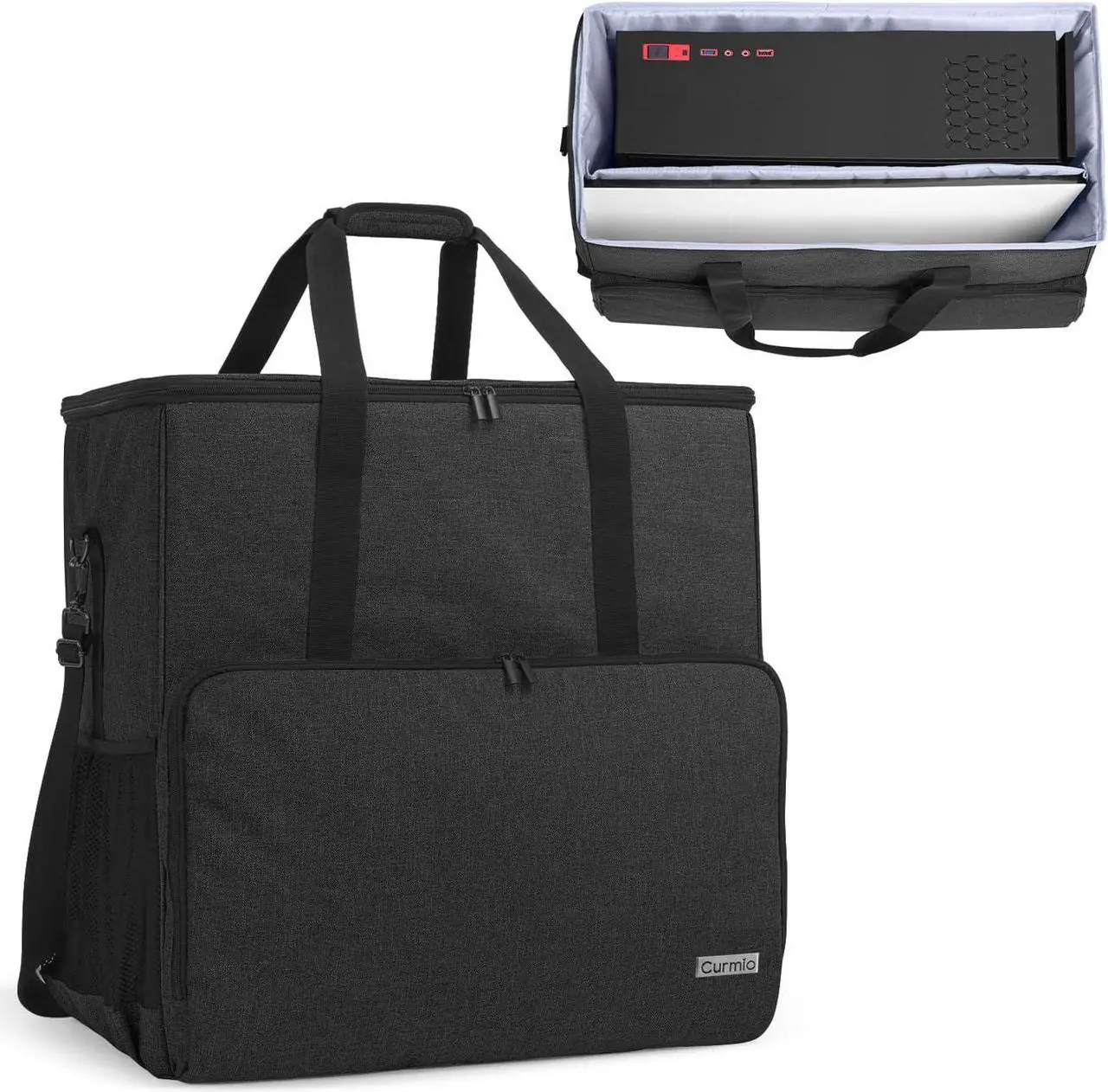 Main image of Desktop Computer Tower and Monitor Carrying Case,Travel Tote Bag for PC Chassis, Monitor, Keyboard, Cable and Mouse, Earphone, Bag Only, Black