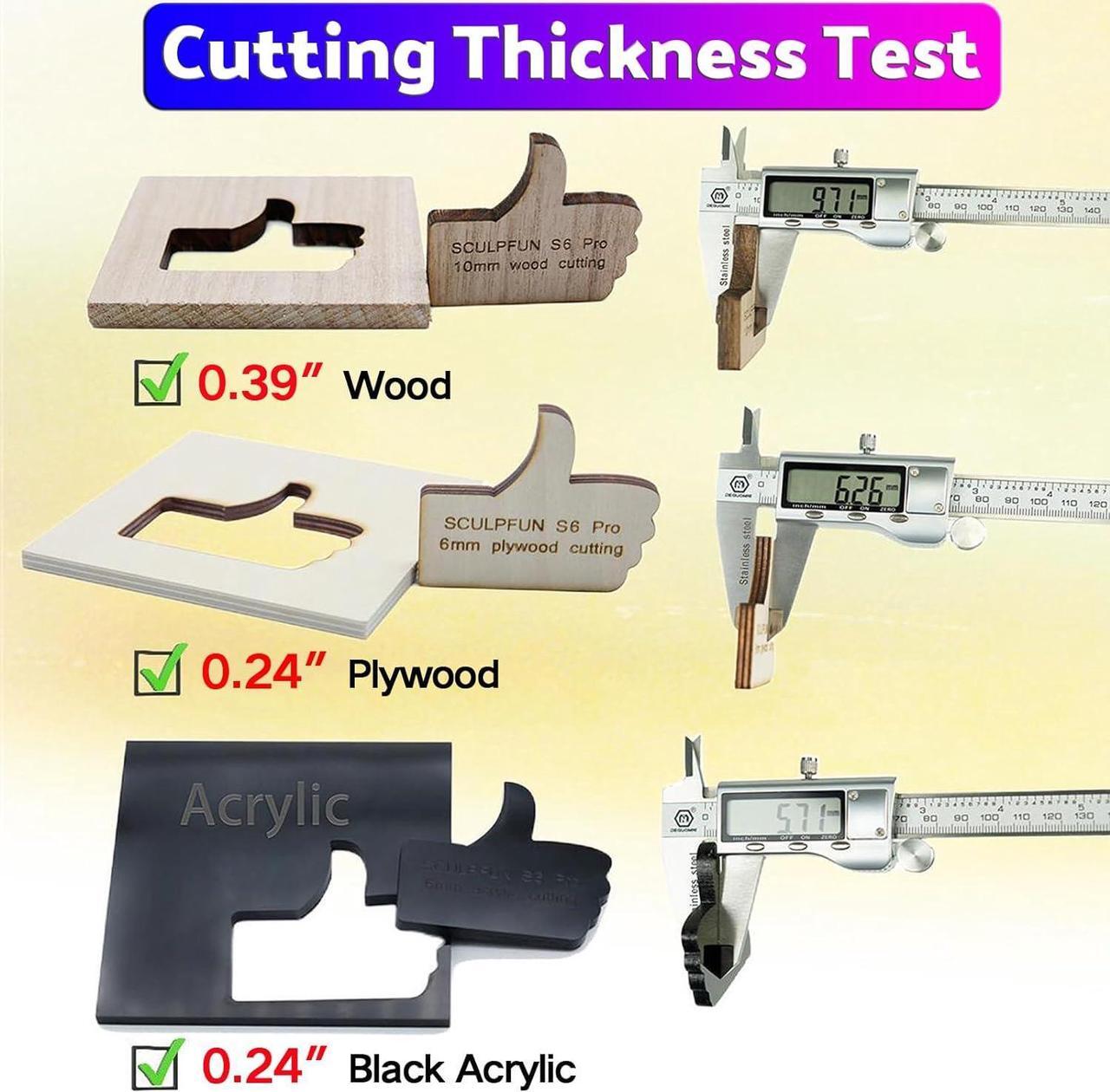 Alt view image 7 of 7 - SCULPFUN S6 Pro Laser Engraver for Beginner, 60W DIY Laser Cutter for Wood and Acrylic, 5.5W Output Laser Engraving Machine, Logo and Pattern Laser Marking Machine, Gifts for Him