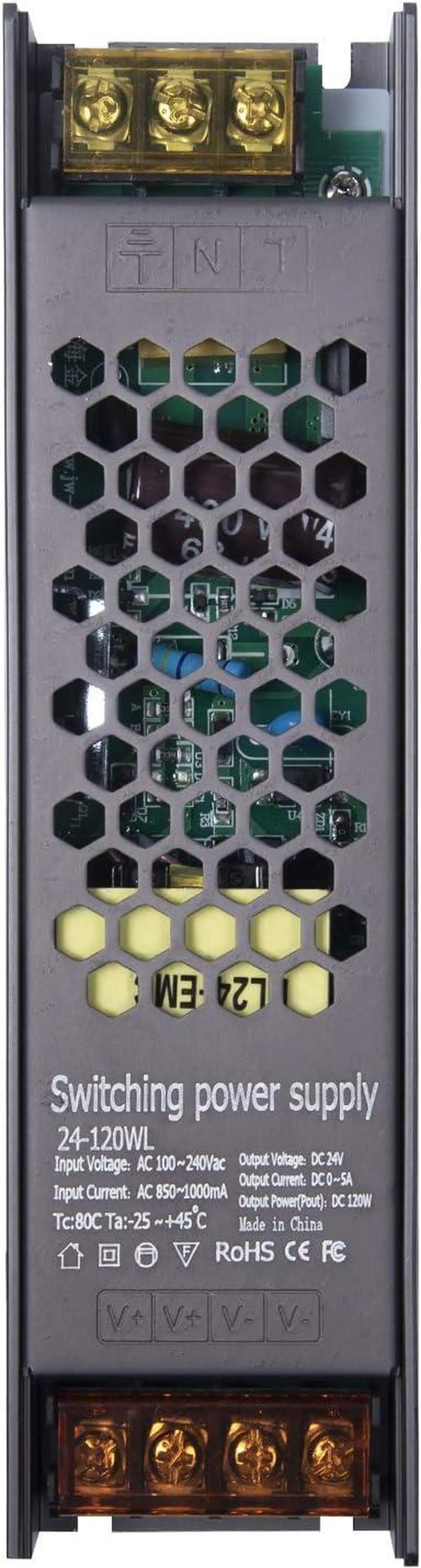 Alt view image 5 of 7 - 24V Power Supply,120W DC 24V LED Power Supply Driver Waterproof IP20 AC 100-240V to DC 24V LED Transformer Switching Converter for LED Strip Lights CCTV Computer Project LED Display