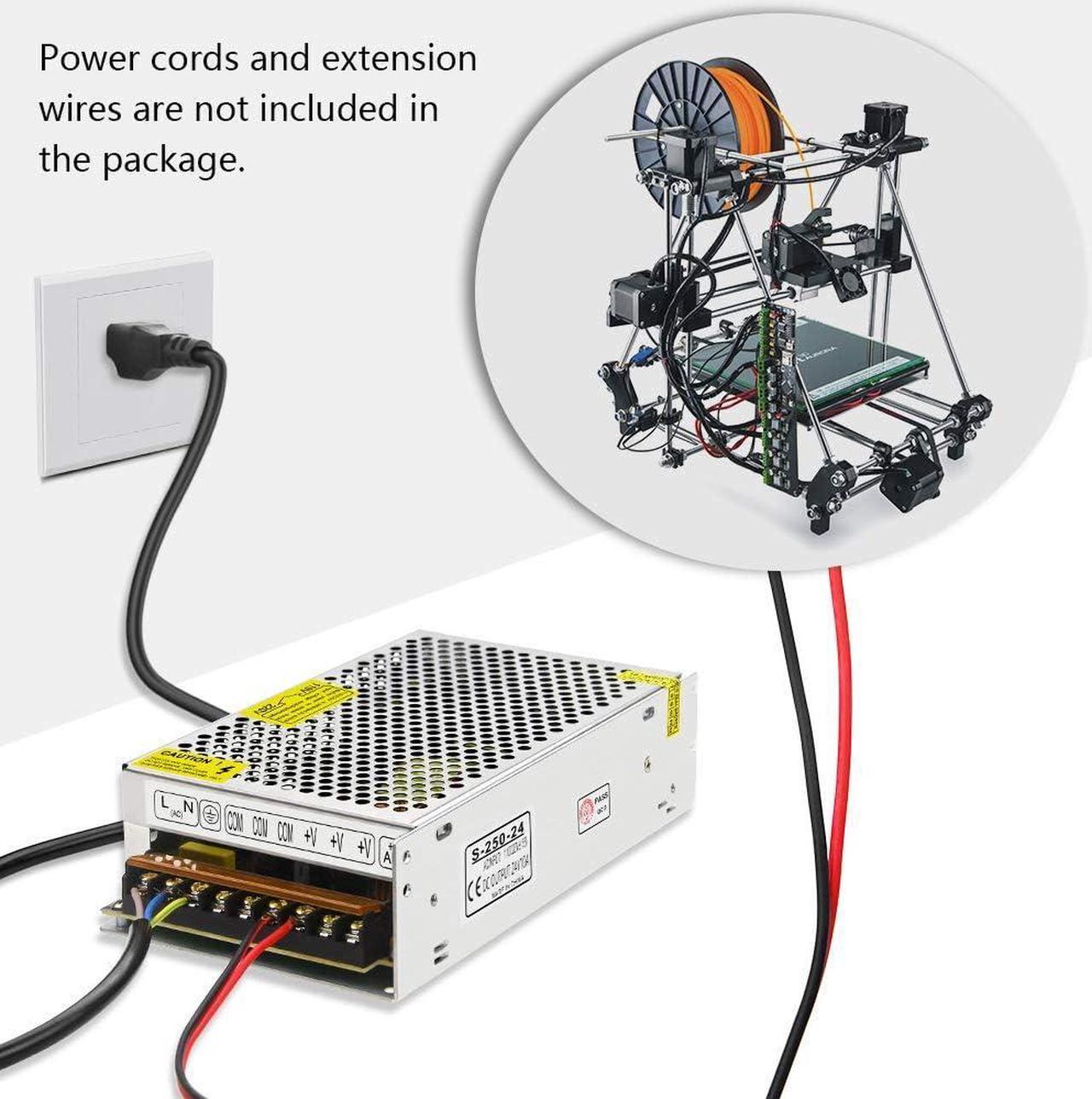 Alt view image 6 of 6 - 24V Power Supply 10A 240W AC DC Adapter, DC 24 Volt 10 Amp Switching Power Converter Transformer LED Driver 110V / 220V AC in for LED Light Strip 3D Printer CCTV Security System LCD Monitor