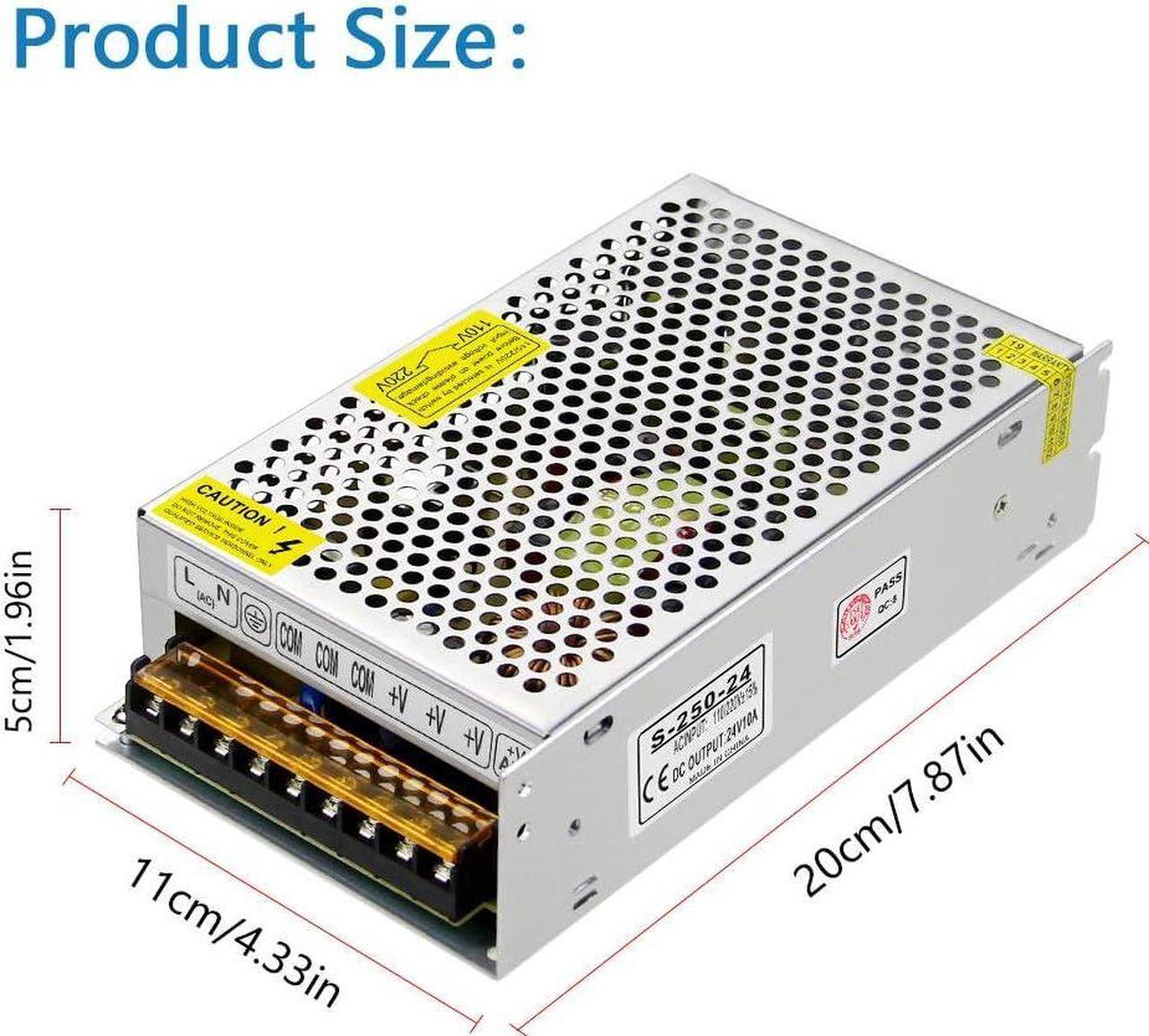 Alt view image 2 of 6 - 24V Power Supply 10A 240W AC DC Adapter, DC 24 Volt 10 Amp Switching Power Converter Transformer LED Driver 110V / 220V AC in for LED Light Strip 3D Printer CCTV Security System LCD Monitor