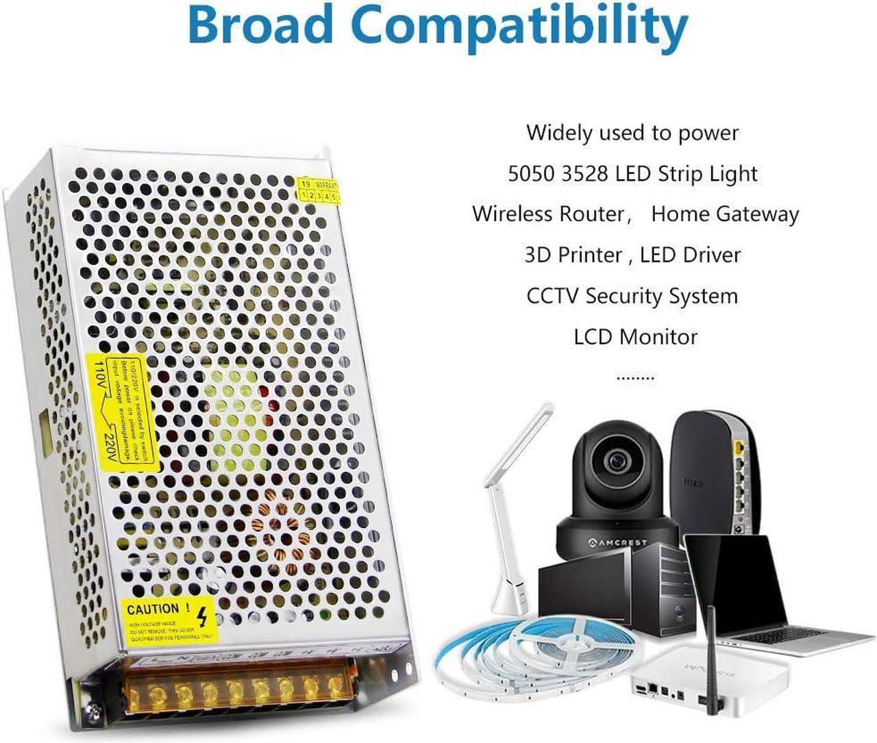 Alt view image 5 of 6 - 24V Power Supply 10A 240W AC DC Adapter, DC 24 Volt 10 Amp Switching Power Converter Transformer LED Driver 110V / 220V AC in for LED Light Strip 3D Printer CCTV Security System LCD Monitor