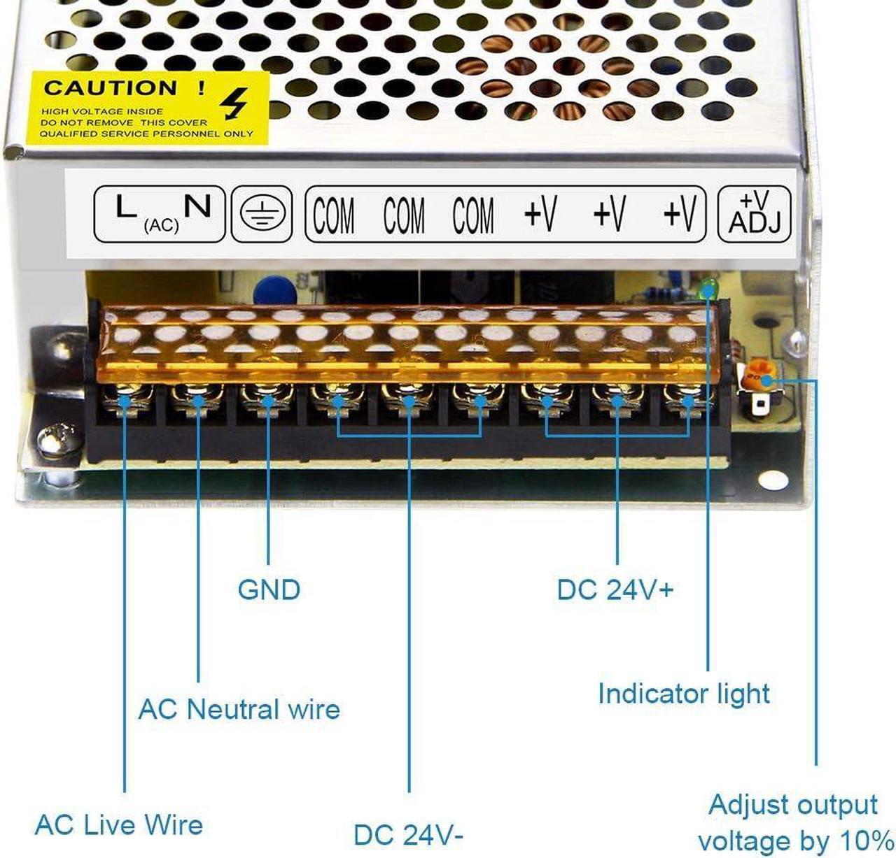 Alt view image 4 of 6 - 24V Power Supply 10A 240W AC DC Adapter, DC 24 Volt 10 Amp Switching Power Converter Transformer LED Driver 110V / 220V AC in for LED Light Strip 3D Printer CCTV Security System LCD Monitor