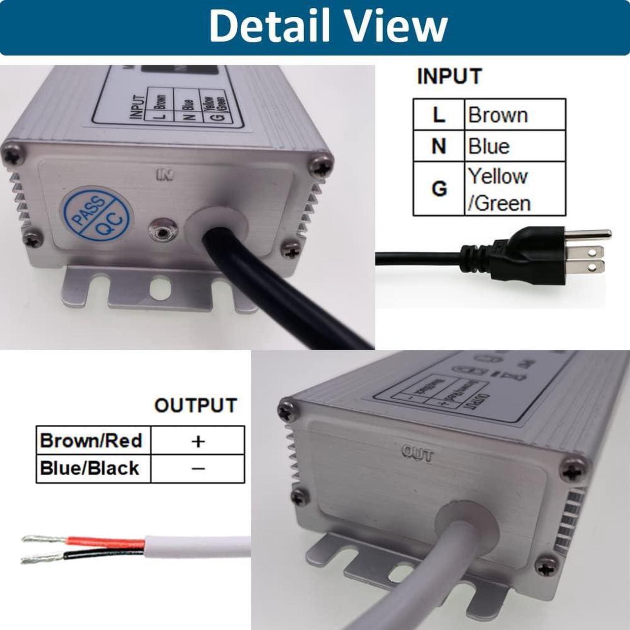 Alt view image 6 of 7 - 12V LED Power Supply 200W Low Voltage Transformer Adapter,AC90-130V to DC12V 16.66A 200 Watts LED Driver Waterproof IP67 for Indoor and Outdoor LED Lights Use
