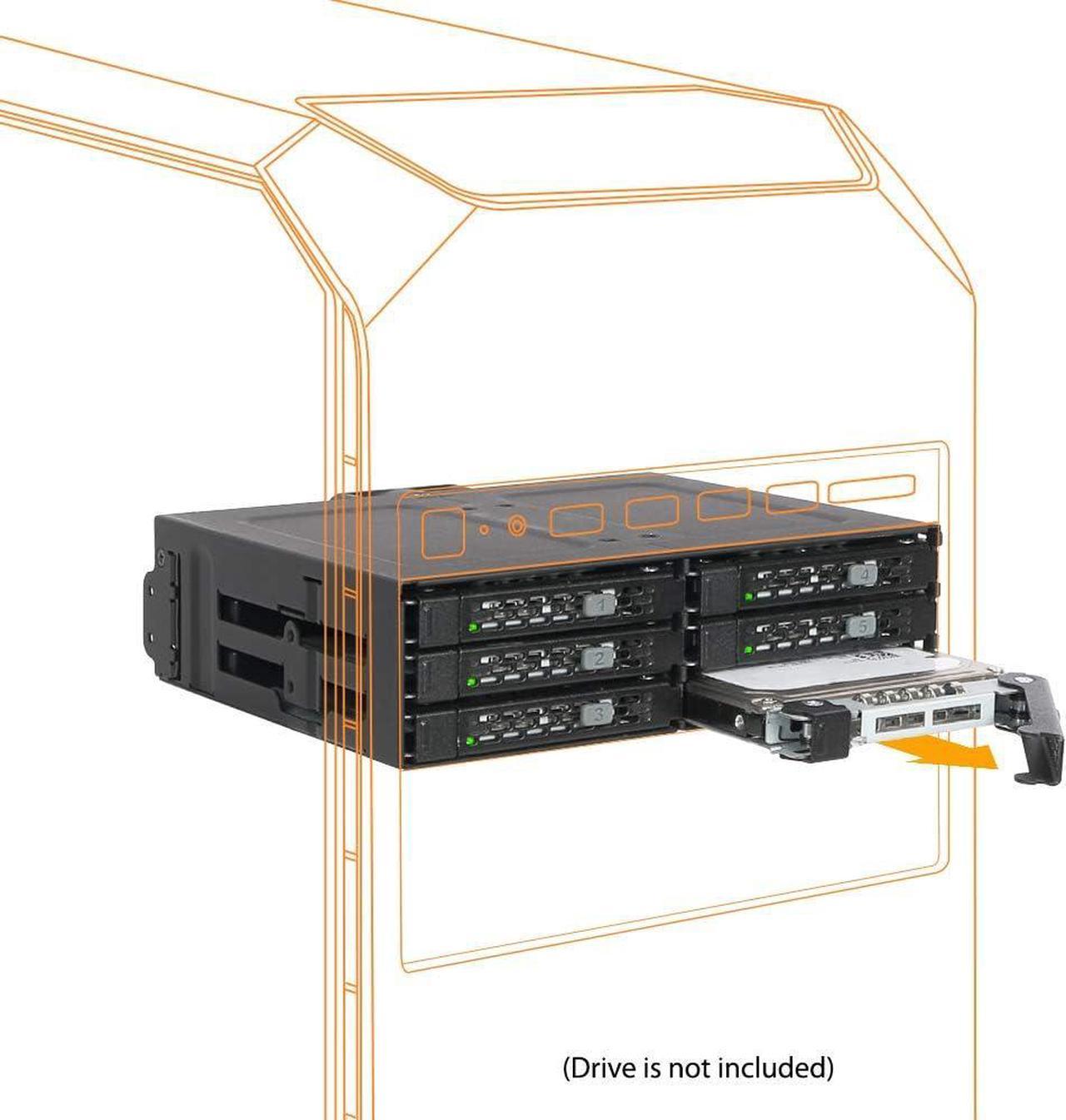 ICY DOCK 6 Bay 2.5 SAS/SATA HDD/SSD Mobile Rack Full Metal Enclosure for 5.25" Bay | ToughArmor MB608SP-B