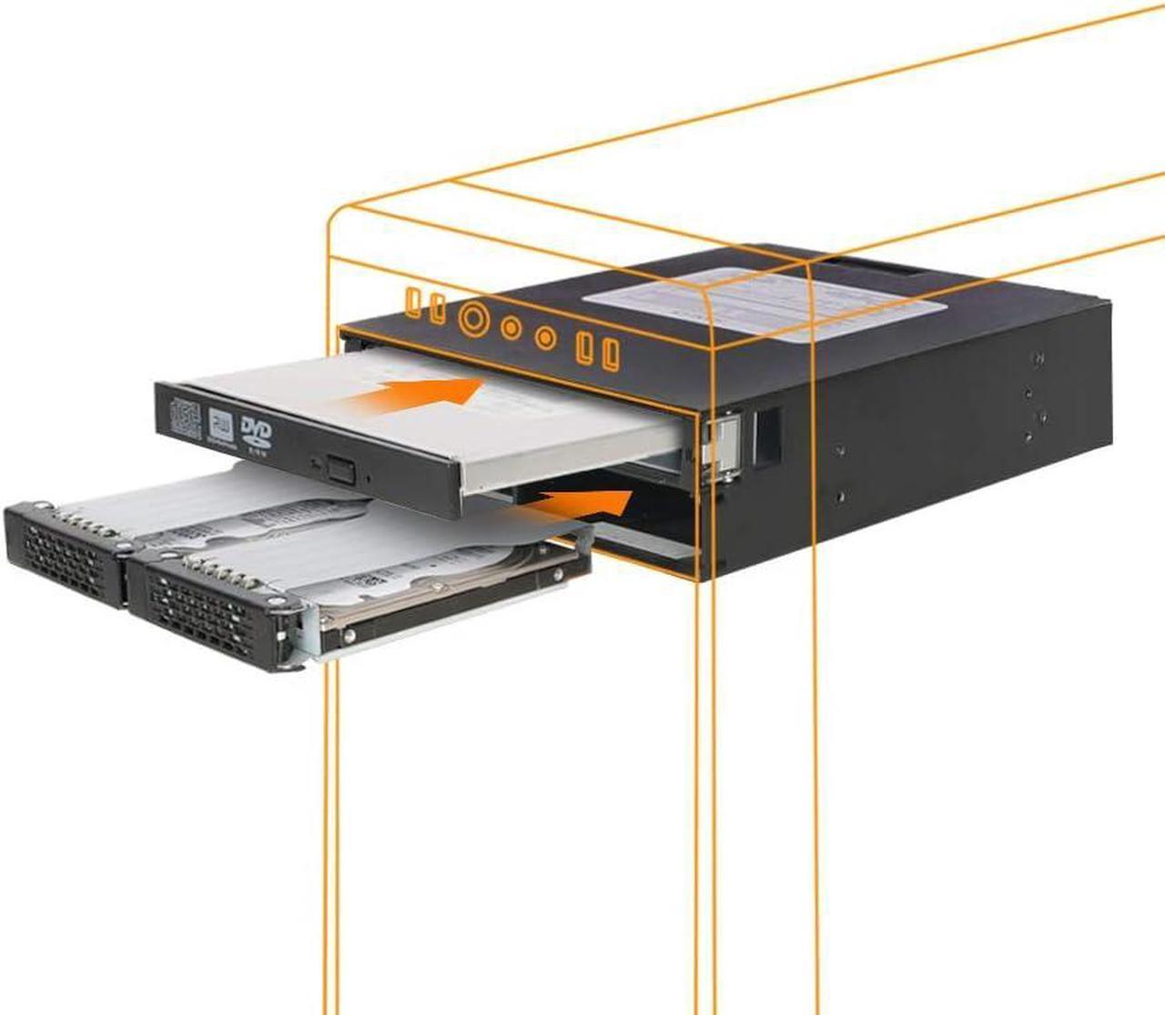 ICY DOCK Full Metal 2 Bay 2.5" SAS/SATA HDD & SSD Backplane Cage with Slim ODD Tray for External 5.25" Bay | ToughArmor MB994IPO-3SB