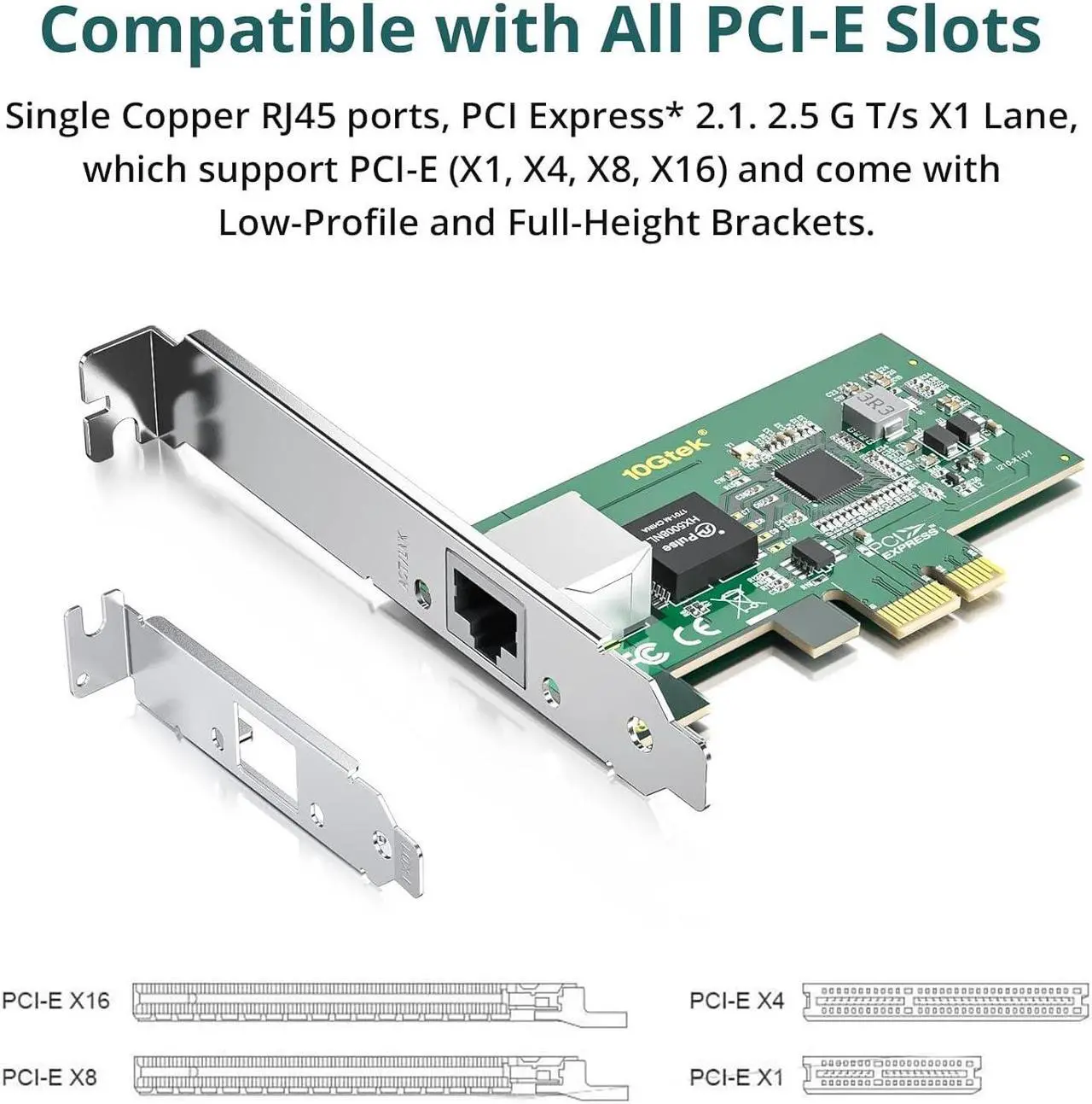 Alt view image 3 of 6 - 1.25G Gigabit Ethernet Server Network Adapter(NIC) Compatible for Intel I210-T1, with Intel I210 Controller, 10/100/1000Mbps Ethernet Network Card, RJ45 Copper Single-Port, PCI-Express 2.1 X1