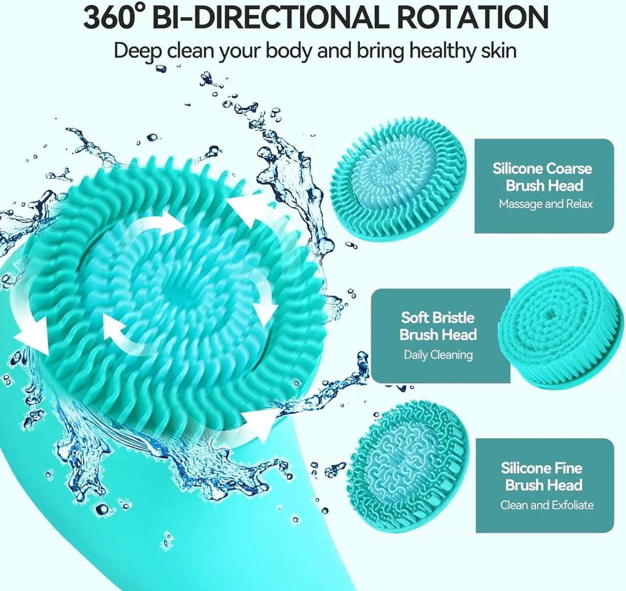 Alt view image 2 of 7 - Electric Body Brush Back Brush, Cordless Bath Brush Shower Scrubber Rechargeable Silicone Body Scrubber with Long Handle for Men Women, Waterproof Bathing Back Brush Massage Exfoliating