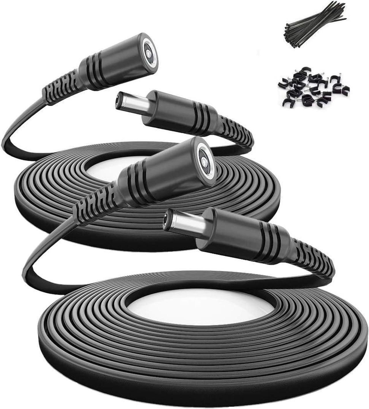 Main image of 10ft 12V DC Extension Cable (2-Pack),DC 2.1mm x 5.5mm 5521 Power Supply Adapter Flat Extender Cord,Female to Male Wire for IP Network,CCTV Security Camera,DVRs & More Devices,5V,9V,24V,12 Volt