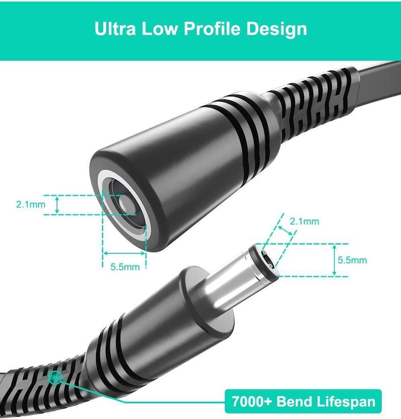 Alt view image 3 of 7 - 10ft 12V DC Extension Cable (2-Pack),DC 2.1mm x 5.5mm 5521 Power Supply Adapter Flat Extender Cord,Female to Male Wire for IP Network,CCTV Security Camera,DVRs & More Devices,5V,9V,24V,12 Volt