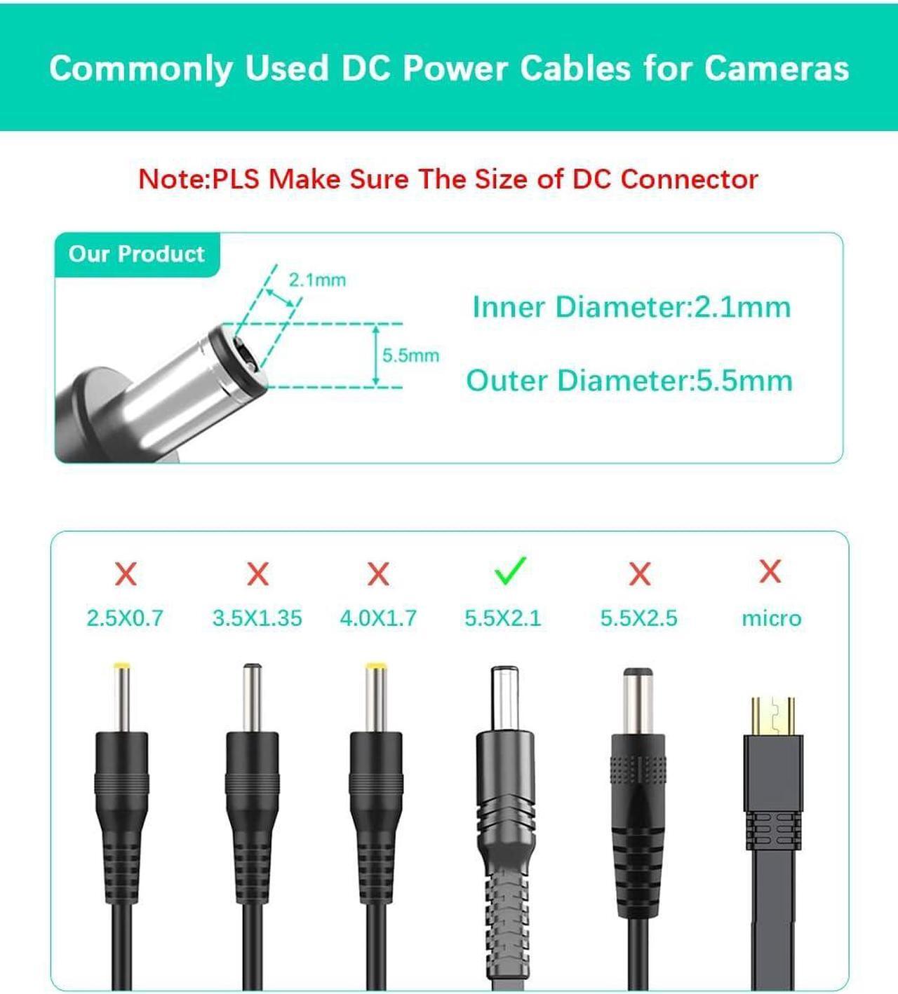 Alt view image 7 of 7 - 10ft 12V DC Extension Cable (2-Pack),DC 2.1mm x 5.5mm 5521 Power Supply Adapter Flat Extender Cord,Female to Male Wire for IP Network,CCTV Security Camera,DVRs & More Devices,5V,9V,24V,12 Volt