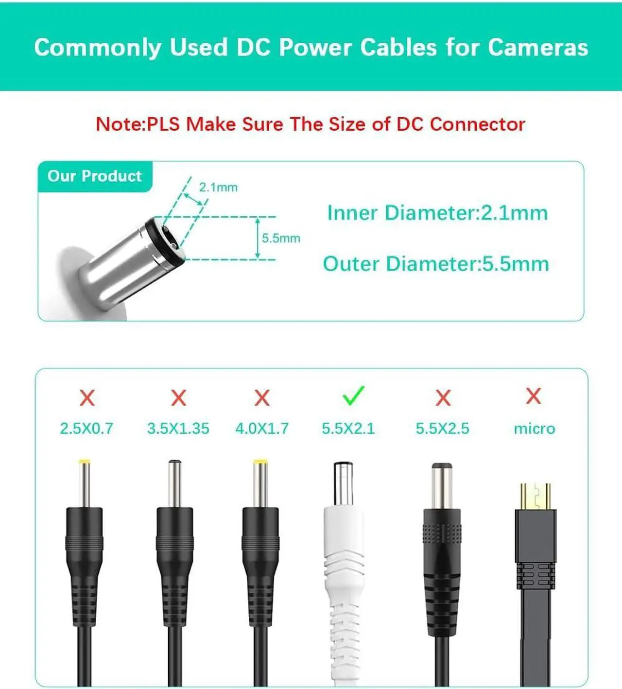 Alt view image 7 of 7 - 20ft 12V DC Extension Cable (2-Pack),DC 2.1mm x 5.5mm 5521 Power Supply Adapter Flat Extender Cord,Female to Male Wire for IP Network,CCTV Security Camera,DVRs & More Devices,5V,9V,24V,12 Volt White
