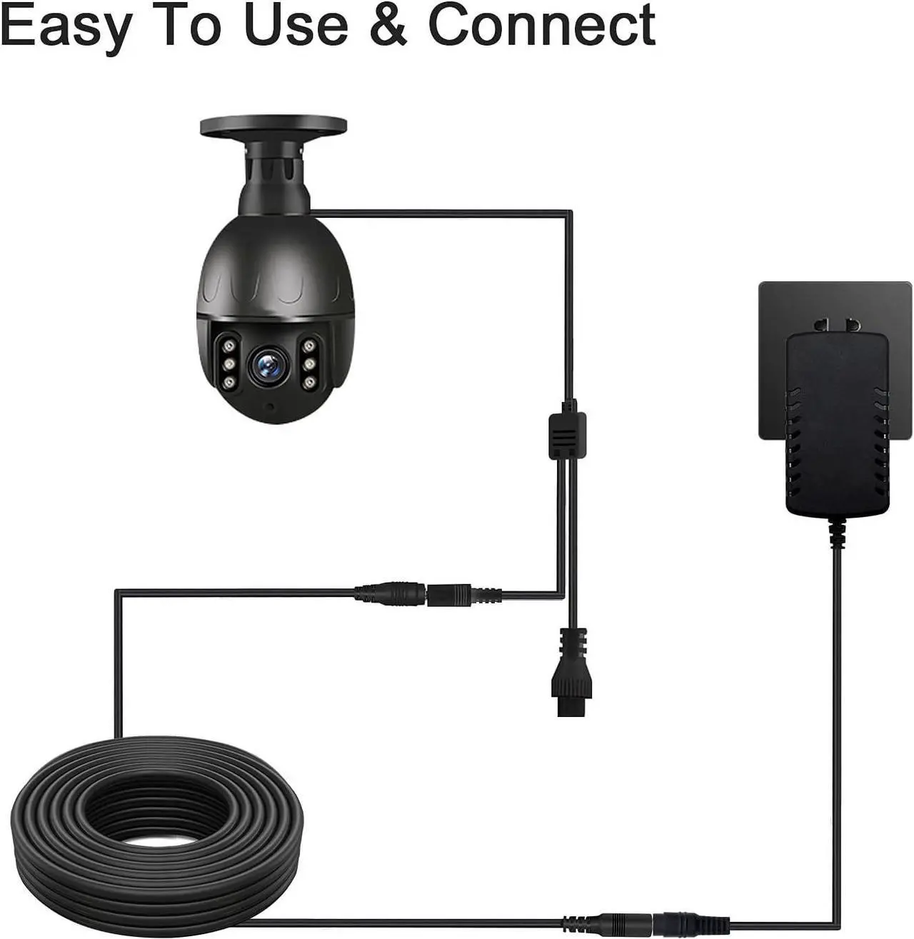 Alt view image 5 of 7 - Power Extension Cable 16.5ft 2.1mm x 5.5mm Compatible with 12V DC Adapter Cord for CCTV Security Camera IP Camera Standalone DVR(16.5ft DC5.5mm Plug ) Black
