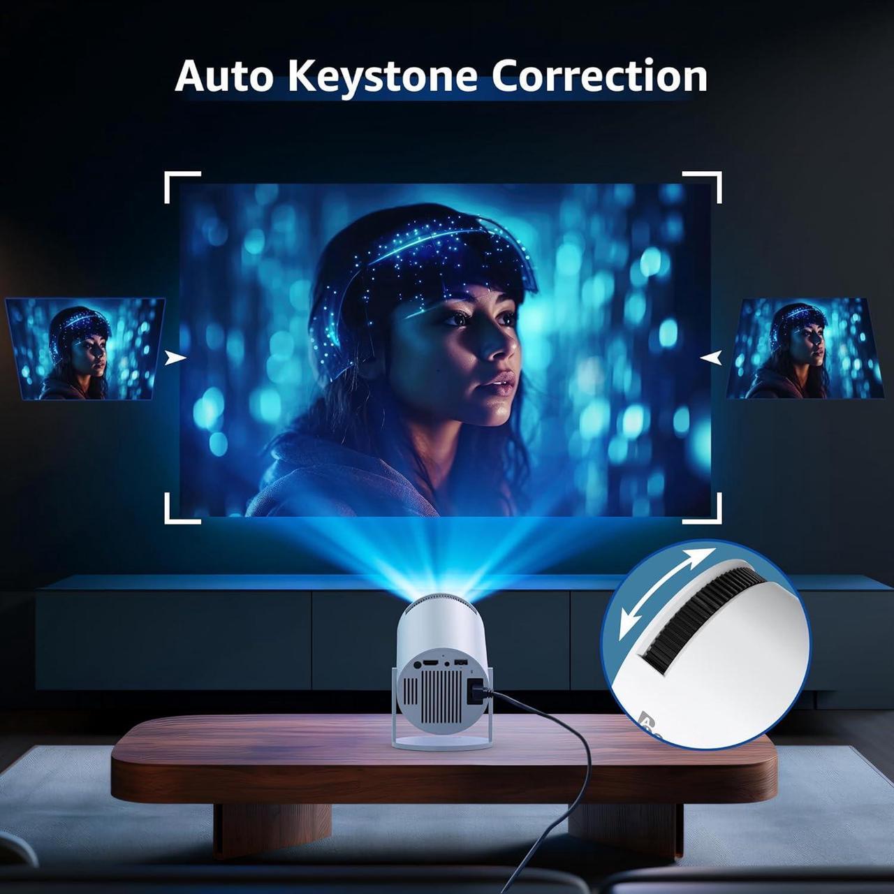 Alt view image 3 of 6 - Smart Projector with Android TV 11.0, Support 1080P Portable Projector with 5G WiFi and Bluetooth, 10000 Lumen,Auto Keystone Correction, Premium 360 Sound, 40"-130" Screen Video Projector