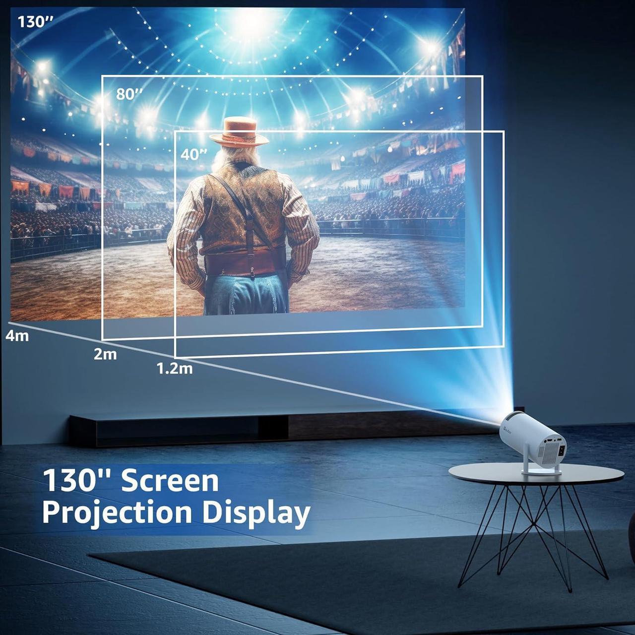Alt view image 4 of 6 - Smart Projector with Android TV 11.0, Support 1080P Portable Projector with 5G WiFi and Bluetooth, 10000 Lumen,Auto Keystone Correction, Premium 360 Sound, 40"-130" Screen Video Projector