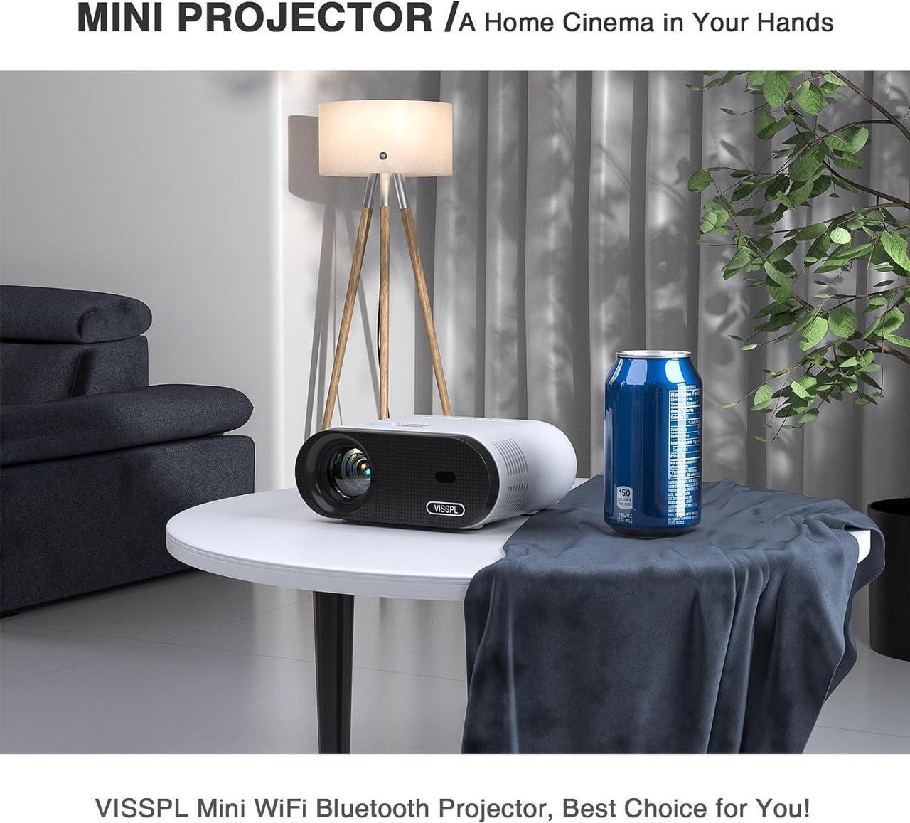 Alt view image 5 of 7 - Mini Projector with WiFi and Bluetooth, VISSPL Full HD 1080P Projector, Portable Outdoor Projector with Tripod, Home Theater Movie Phone Projector Compatible with Android/iOS/Windows/TV Stick/HDMI/USB