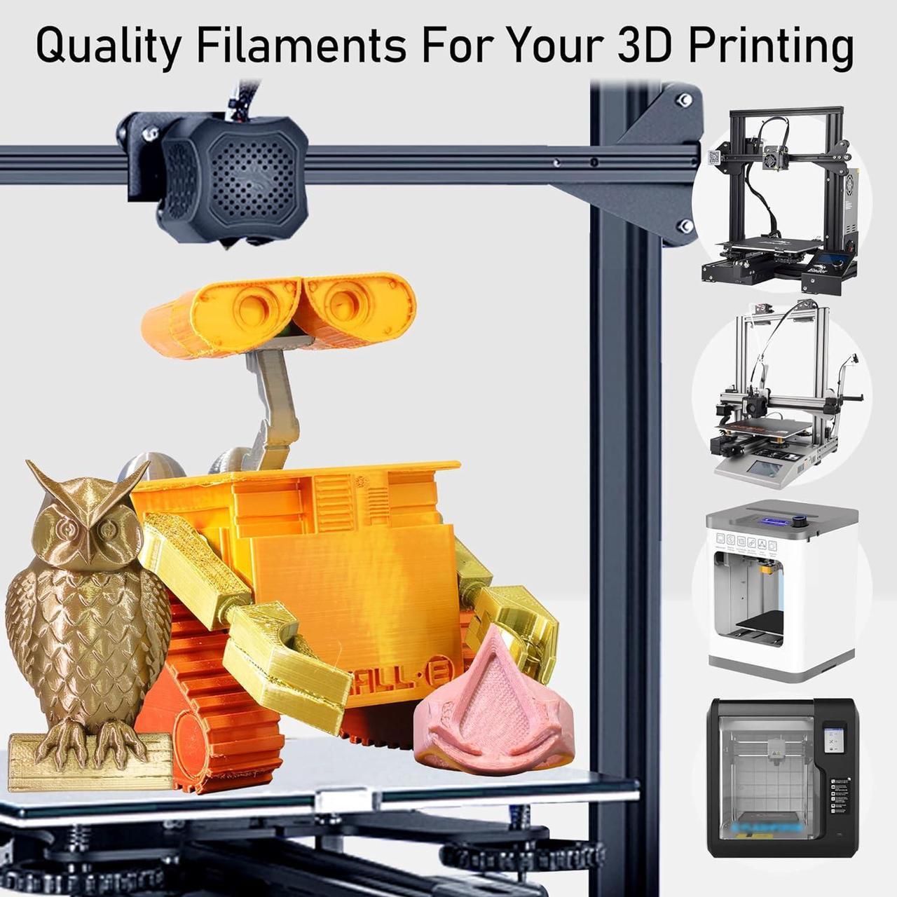 Alt view image 3 of 7 - 1.75mm Silk PLA Filament 6 in 1 Bundle Pack, 6 Metallic Shiny Colors: Gold/Silver/Copper/Bronze/Coffee Gold/Rose Gold, Each Spool 250g, 6 Spools Packed, Total 1.5Kg 3D Printing Material