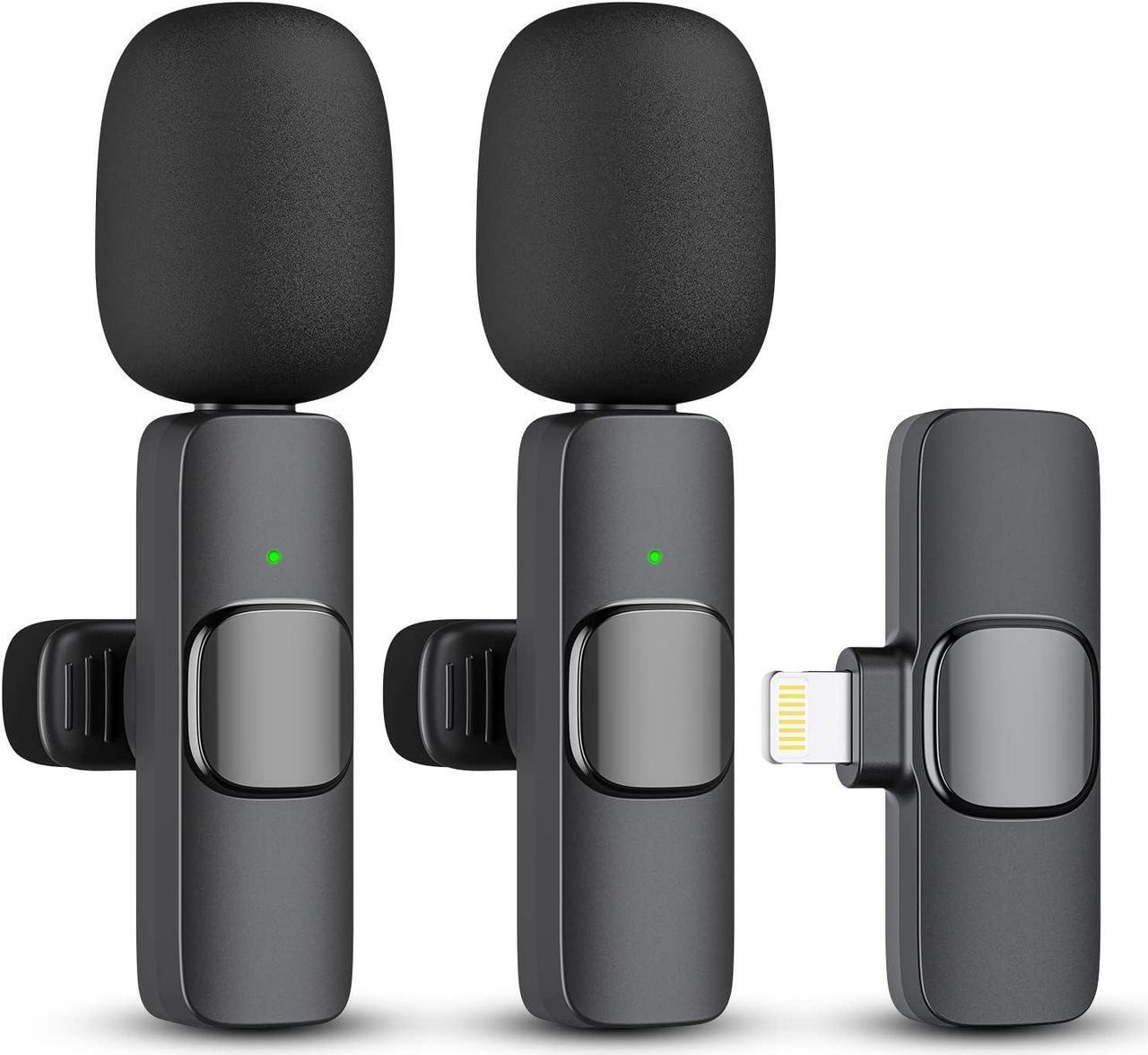 Main image of 2 Pack Wireless Lavalier Microphone for iPhone iPad, Lapel Mics Plug-Play 2.4G Ultra-Low Delay Built-in Noise Reduction Chip 8H Working Time for Video Recording Interview Podcast Vlog YouTube