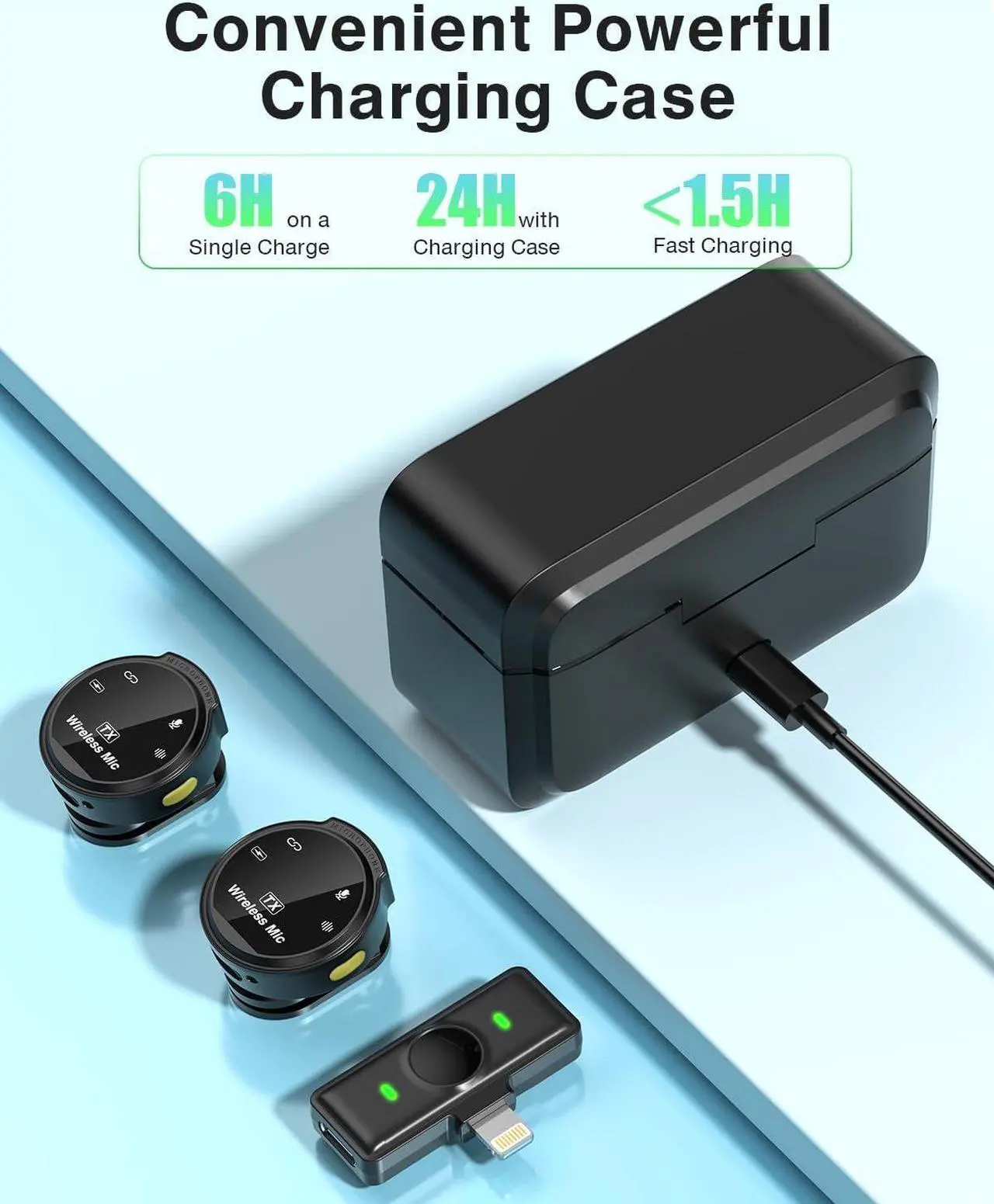 Alt view image 5 of 7 - Wireless Lavalier Microphone for iPhone 14/13/12, Lightning Mini Lapel Microphone Wireless, Hi-Fi Audio, 700ft Range, Noise Cancellation, 30H Battery for Video Recording, Vlogs (2 Pack)