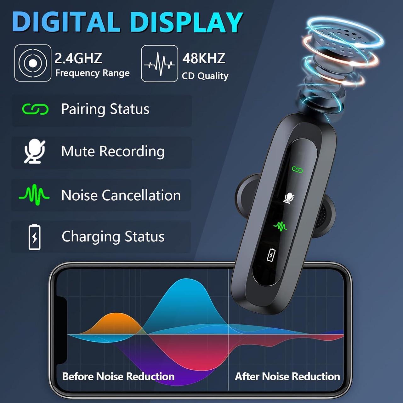 Alt view image 2 of 7 - Wireless Lavalier Microphone for iPhone iPad, 2pcs Mini Microphone Plug-Play for Video Recording, Clip on Lapel Mics for Interview, Podcast, Tiktok, Vlog, YouTube