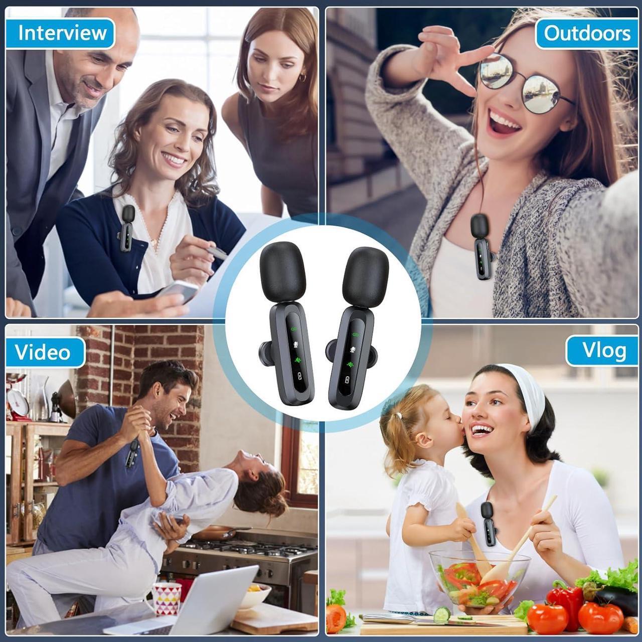 Alt view image 6 of 7 - Wireless Lavalier Microphone for iPhone iPad, 2pcs Mini Microphone Plug-Play for Video Recording, Clip on Lapel Mics for Interview, Podcast, Tiktok, Vlog, YouTube