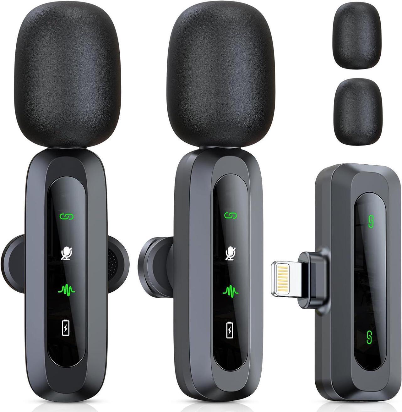 Main image of Wireless Lavalier Microphone for iPhone iPad, 2pcs Mini Microphone Plug-Play for Video Recording, Clip on Lapel Mics for Interview, Podcast, Tiktok, Vlog, YouTube