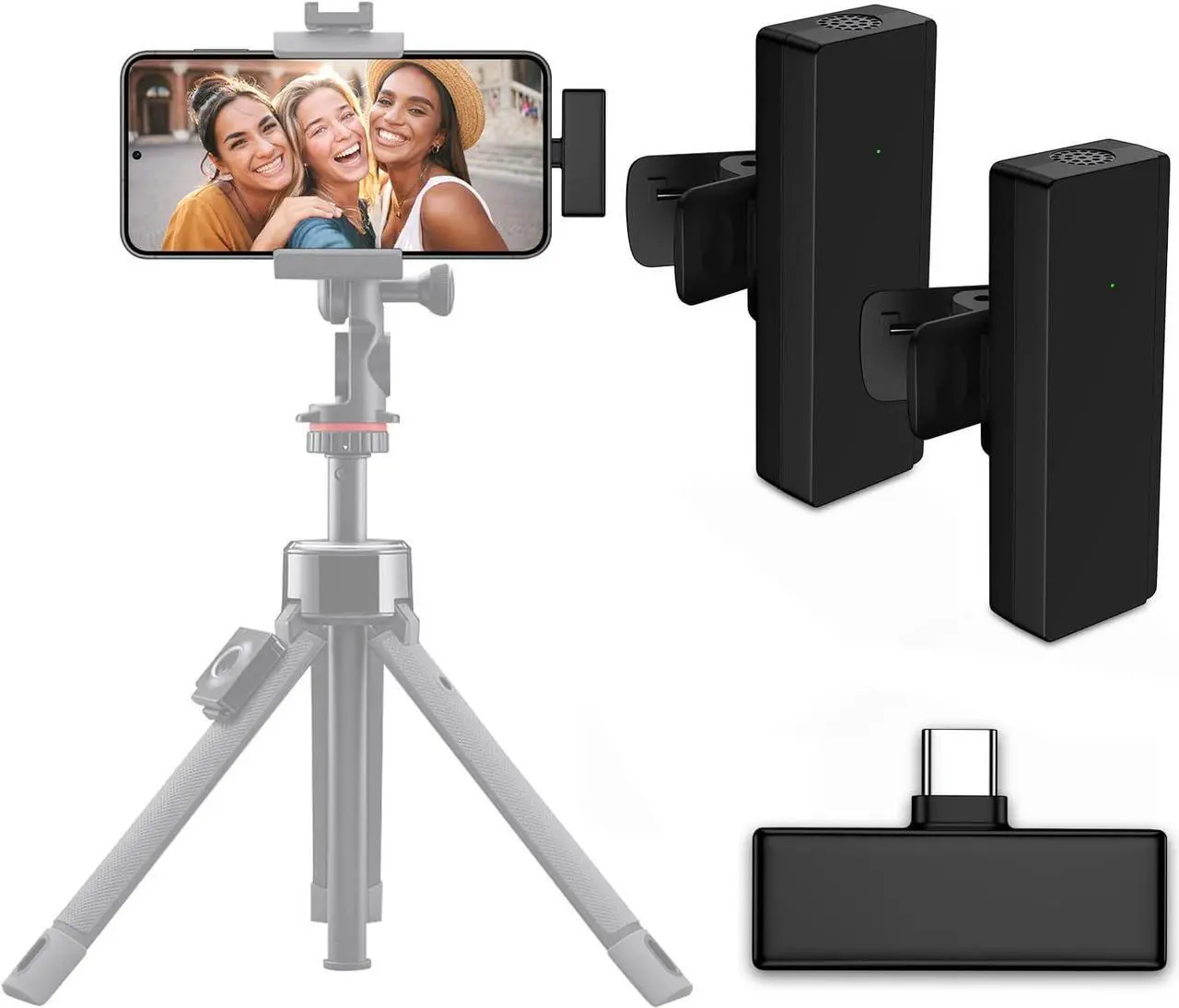 Main image of Lavalier Microphone USB C Wireless Lav Mic for Android USB C Smartphone, Mini Lapel Type C Microphone Cordless Omnidirectional Condenser Recording Mic for Samsung iPhone 15 Video Vlog YouTube TikTok