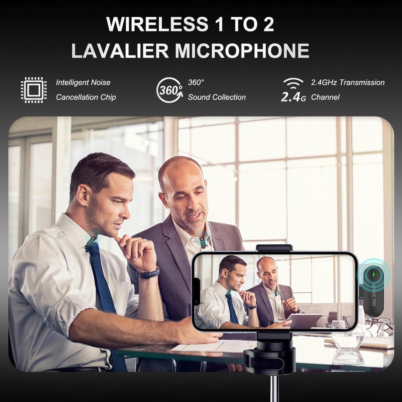 Alt view image 3 of 7 - 2 Pack Wireless Lavalier Microphone for iPhone Android, Cordless Omnidirectional Clip Microphone, Plug and Play Microphone for Meetings, Game Live Broadcast, Video Recording, Vlog YouTube TikTok