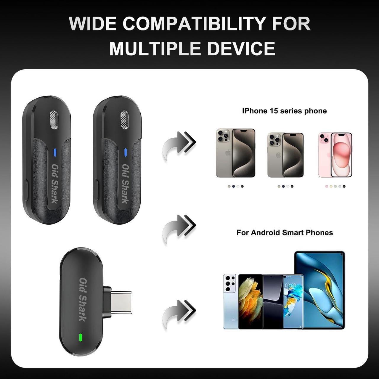 Alt view image 6 of 7 - 2 Pack Wireless Lavalier Microphone for iPhone Android, Cordless Omnidirectional Clip Microphone, Plug and Play Microphone for Meetings, Game Live Broadcast, Video Recording, Vlog YouTube TikTok