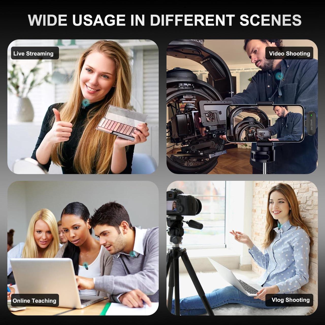 Alt view image 7 of 7 - 2 Pack Wireless Lavalier Microphone for iPhone Android, Cordless Omnidirectional Clip Microphone, Plug and Play Microphone for Meetings, Game Live Broadcast, Video Recording, Vlog YouTube TikTok