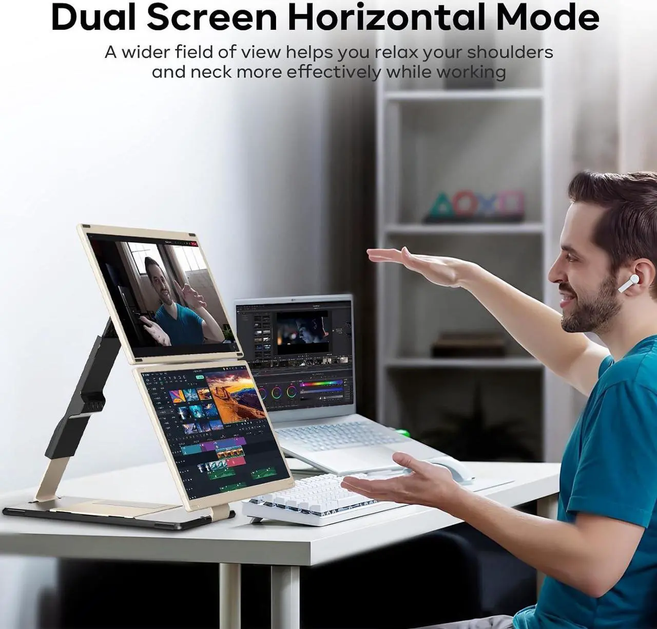 Alt view image 6 of 7 - Laptop Screen Extender, 15.6" Portable Monitor, FHD 1080P IPS 360° Rotation Screen Triple Monitor Laptops, Removable Multi-mode monitor for 13-17 Laptops compatible with Mac/Wins/Android/Dex