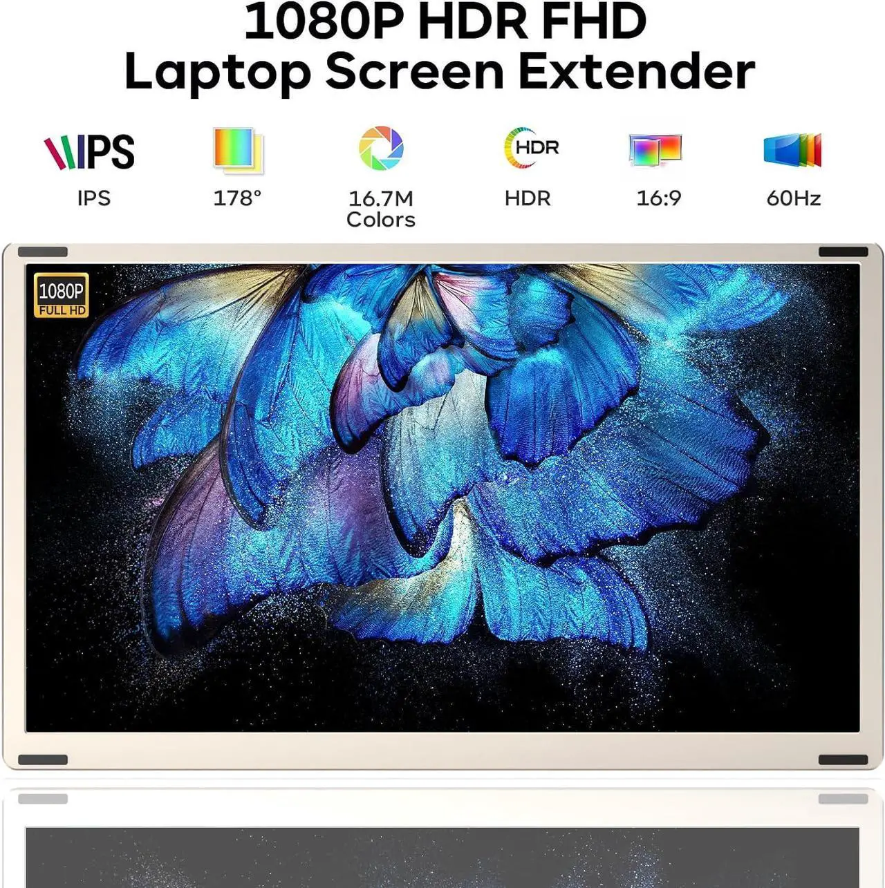 Alt view image 2 of 7 - Laptop Screen Extender, 15.6" Portable Monitor, FHD 1080P IPS 360° Rotation Screen Triple Monitor Laptops, Removable Multi-mode monitor for 13-17 Laptops compatible with Mac/Wins/Android/Dex