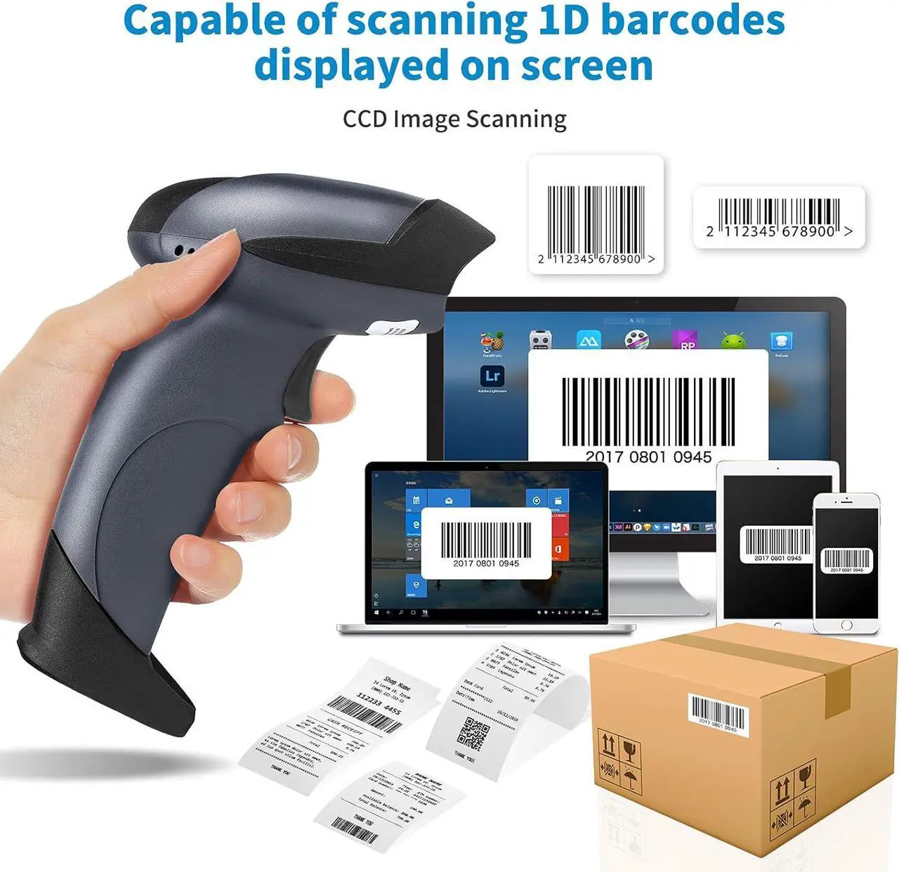 Alt view image 5 of 7 - NETUM Bluetooth 1D Barcode Scanner with Stand 2.4G Wireless & Bluetooth & Wired CCD Scanner Gun for Supermarket, Store, Warehouse Handheld Bar Code Reader Work with Windows, Mac,Android, iOS