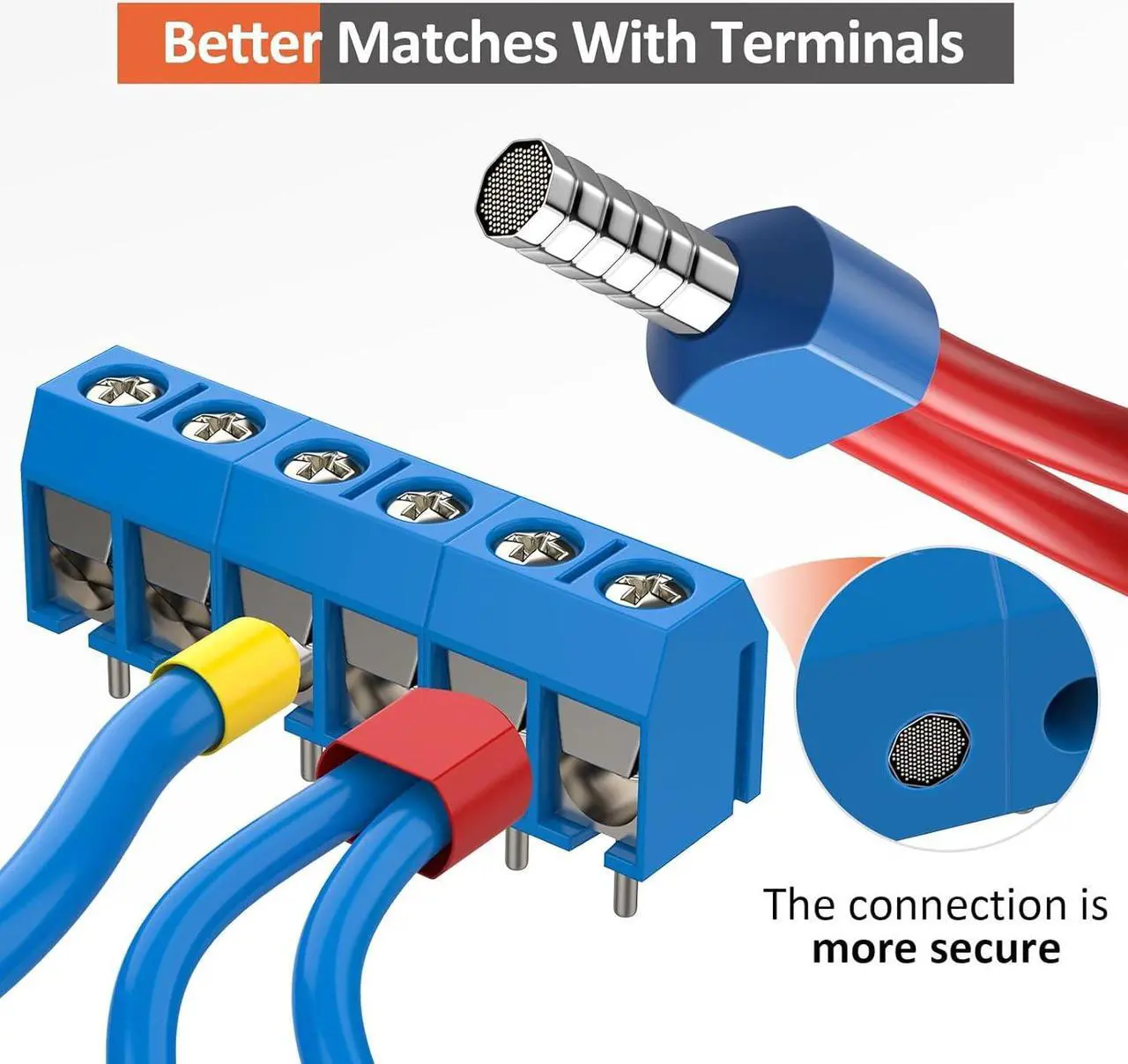 Alt view image 3 of 7 - Ferrule Crimping Tool Kit, Octagonal Crimping Pliers with 1250PCS Single & Twin Ferrules Connectors, Self-Adjustable Ratchet Ferrule Terminals Crimper AWG 23-7