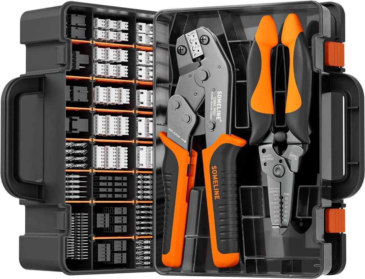 Main image of Crimping Tool Connector Set, JST-XH 2.5mm/Dupont 2.54mm/KF2510 2.54mm Connector Set, 26 Styles, 30-20 AWG Ratcheting Crimper for JST Series,KF2510,Molex,AMP EI series