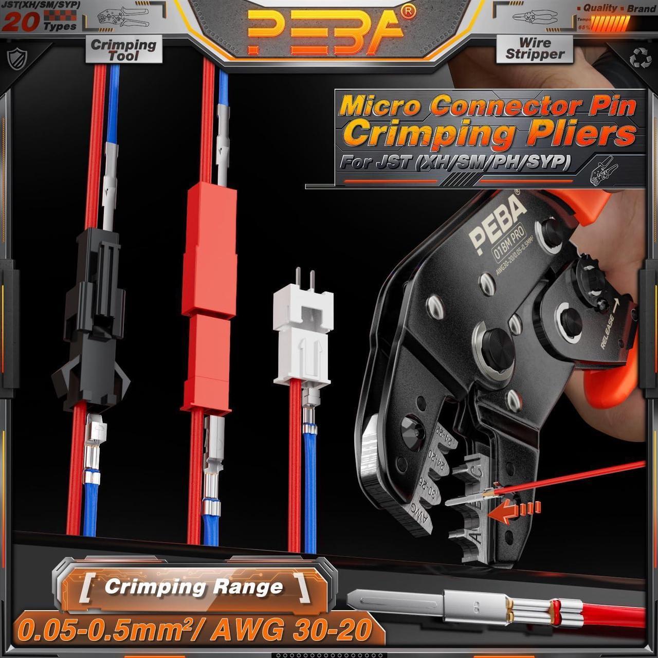 Alt view image 5 of 7 - JST Electrical Connectors Crimping Kit, Micro Connector Pin Crimping Tool AWG30-20 with 20 types JST-XH/JST-SM/SYP Electrical Connectors+Wire Stripper, Ratcheting Crimper for JST,Dupont,KF2510