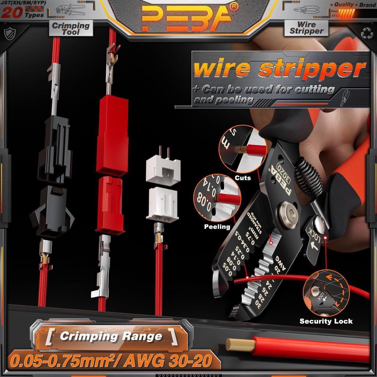Alt view image 4 of 7 - JST Electrical Connectors Crimping Kit, Micro Connector Pin Crimping Tool AWG30-20 with 20 types JST-XH/JST-SM/SYP Electrical Connectors+Wire Stripper, Ratcheting Crimper for JST,Dupont,KF2510