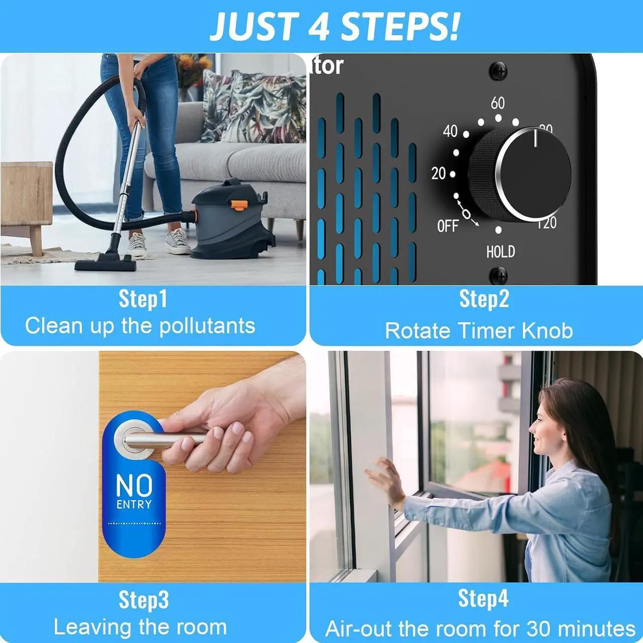 Alt view image 4 of 7 - Ozone Generator 15,000mg/h, Commercial Ozone Machine Odor Removal, High Capacity Ozone Machine, Home Ozone Generator for Car, Home, Smoke, Pet, etc (Black)