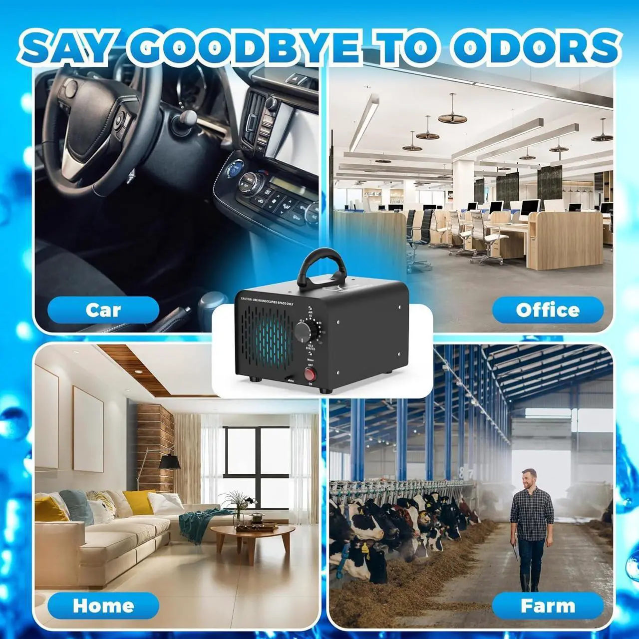 Alt view image 5 of 7 - Ozone Generator & Ozone Generator Water 38,000mg/h, High Capacity Ozone Machine, Commercial Ozone Machine Odor Removal, Home Ozone Generator for Car, Home and cleaning fruits, vegetables, etc