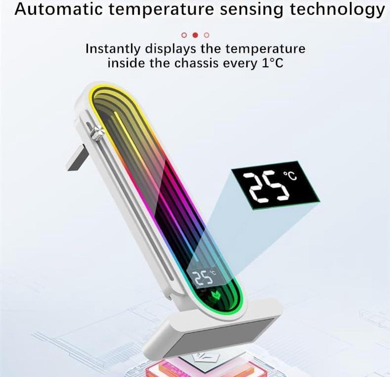Alt view image 4 of 7 - Graphics Card Support Bracket, Height Adjustable RGB GPU Stand with Temperature Display, 5V 3PIN Video Card Support Holder, Anti Sag Bracket & Magnetic Base for PC Graphics Cards - Black
