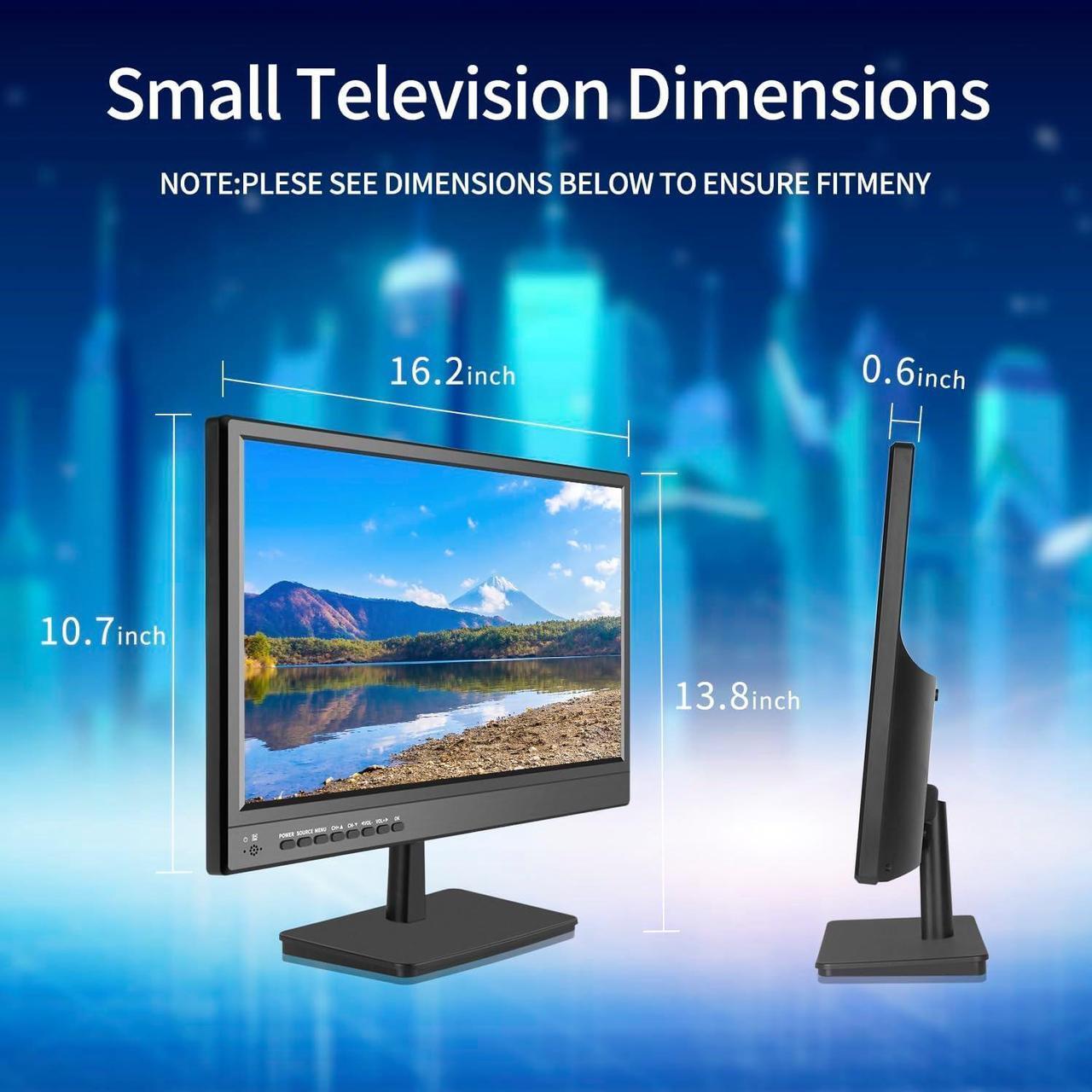 Alt view image 4 of 7 - 17 inch TV,Small Widescreen LED TV with Antenna,Digital ATSC Tuner-Free HD Local Channels,HDMI VGA USB Port,12 Volt Charger Cable/AC Power TV for Camping,Caravan and Kitchen