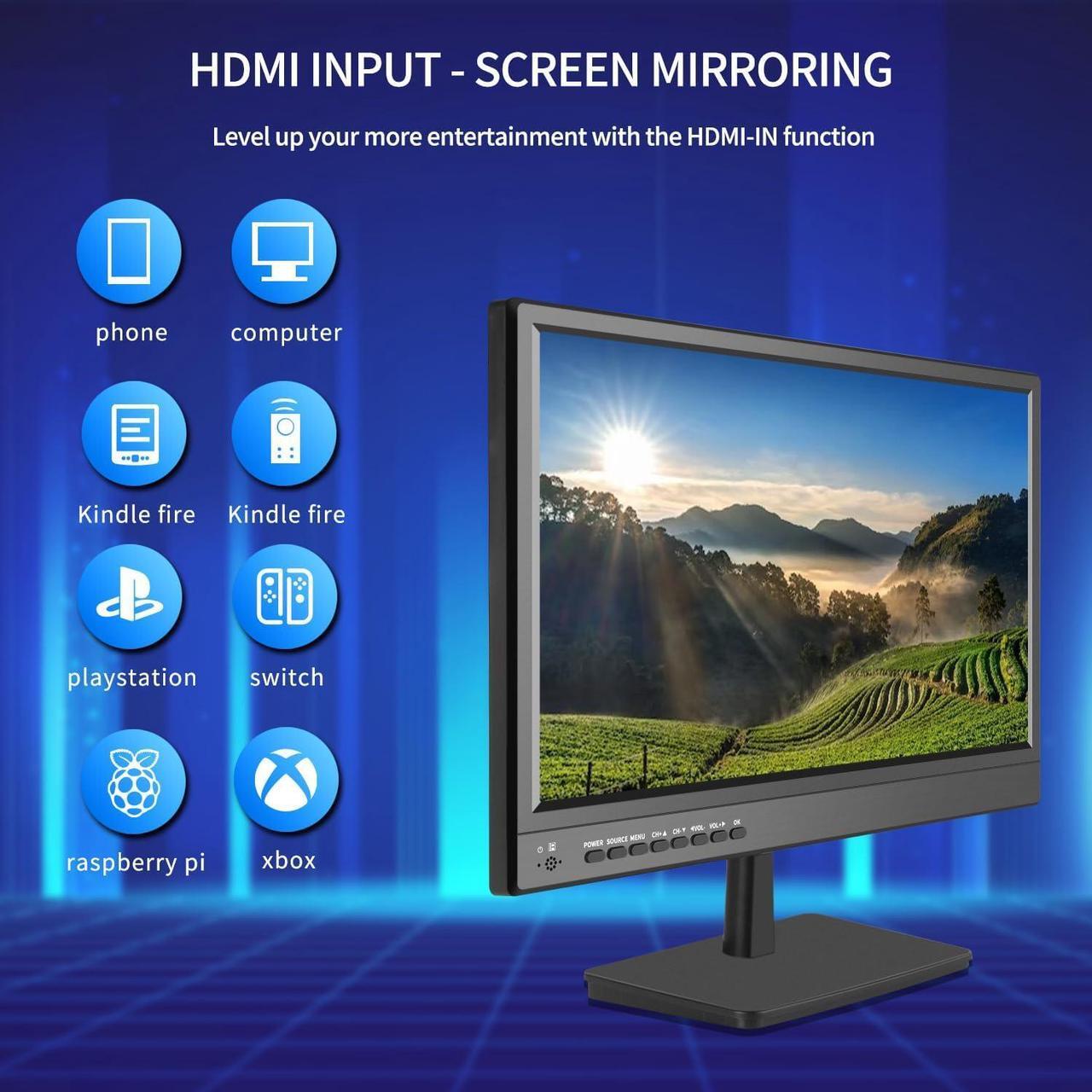 Alt view image 7 of 7 - 17 inch TV,Small Widescreen LED TV with Antenna,Digital ATSC Tuner-Free HD Local Channels,HDMI VGA USB Port,12 Volt Charger Cable/AC Power TV for Camping,Caravan and Kitchen
