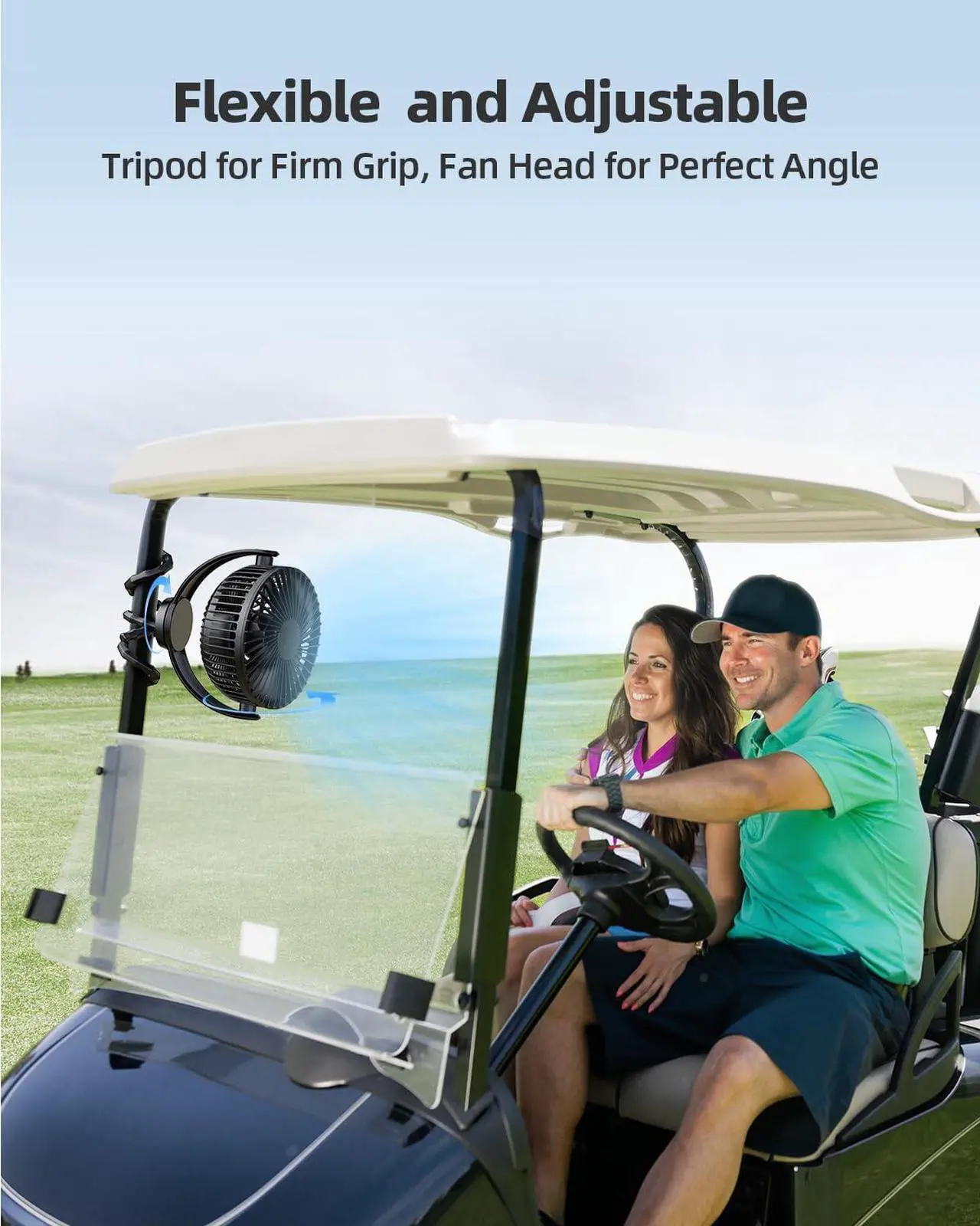 Alt view image 5 of 6 - 5000Mah Portable Battery Operated Fan, Baby Stroller Fan Flexible Tripod Small Clip on fan for Bike & Treadmill,USB Rechargeable and Handheld Cooling Fan for Travel, Car Seat, Golf Cart, Bed