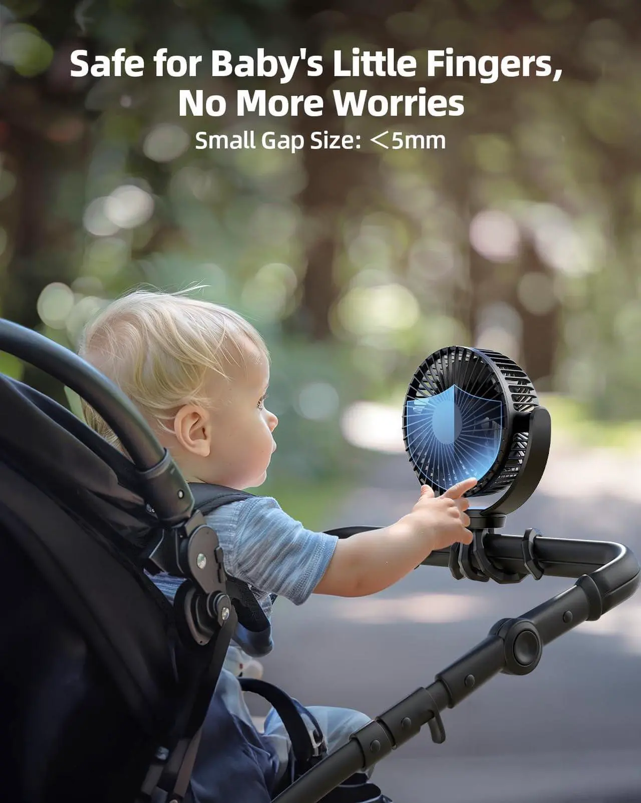 Alt view image 3 of 6 - 5000Mah Portable Battery Operated Fan, Baby Stroller Fan Flexible Tripod Small Clip on fan for Bike & Treadmill,USB Rechargeable and Handheld Cooling Fan for Travel, Car Seat, Golf Cart, Bed