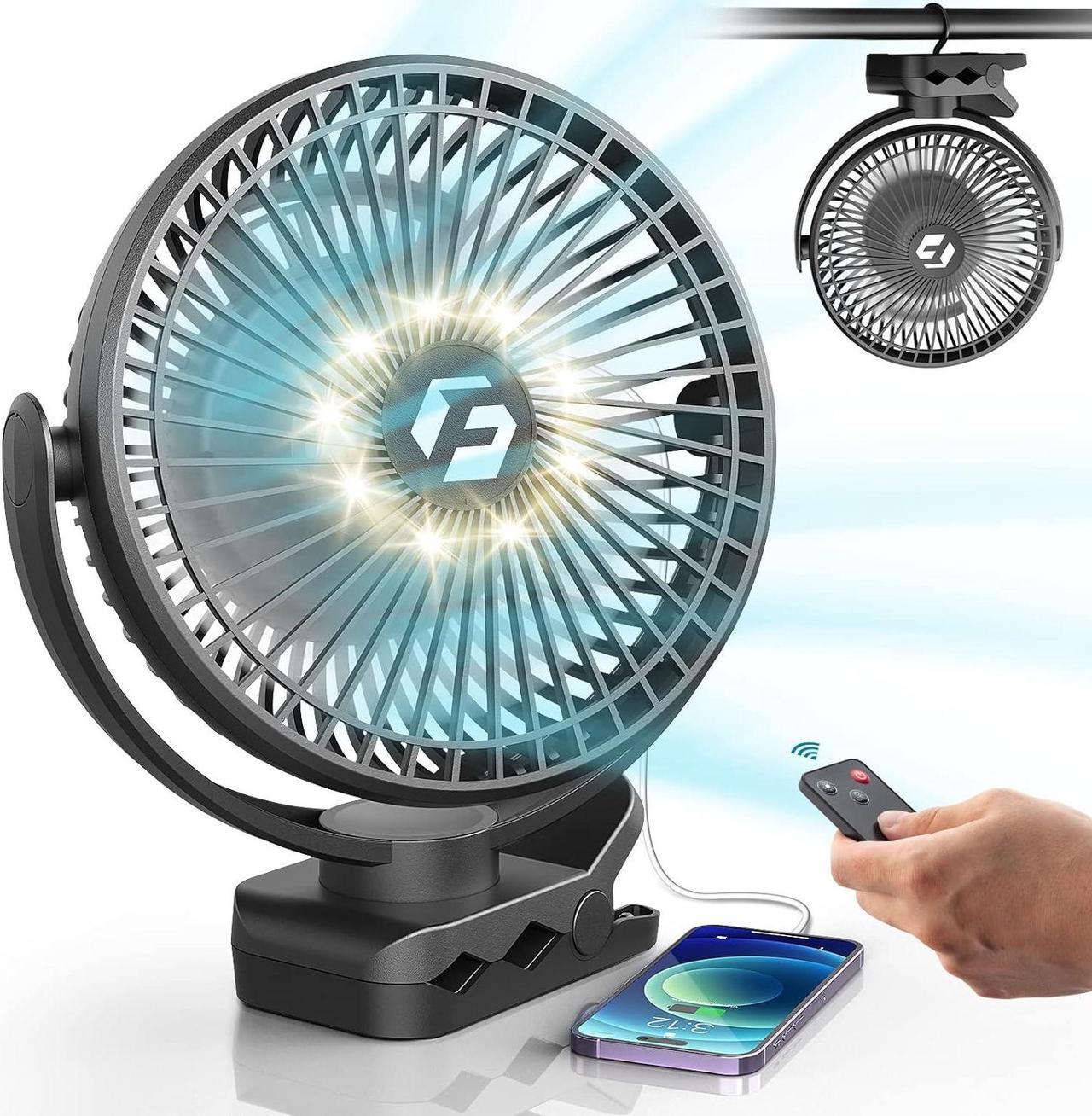 Main image of 8-inch Clip on Fan - 12000mAh Portable Fan Battery Rechargeable with 3 Speeds and Strong Airflow, USB Fan Small Desk Fan Personal Quiet Fan for Office Stroller Bedroom and Camping.