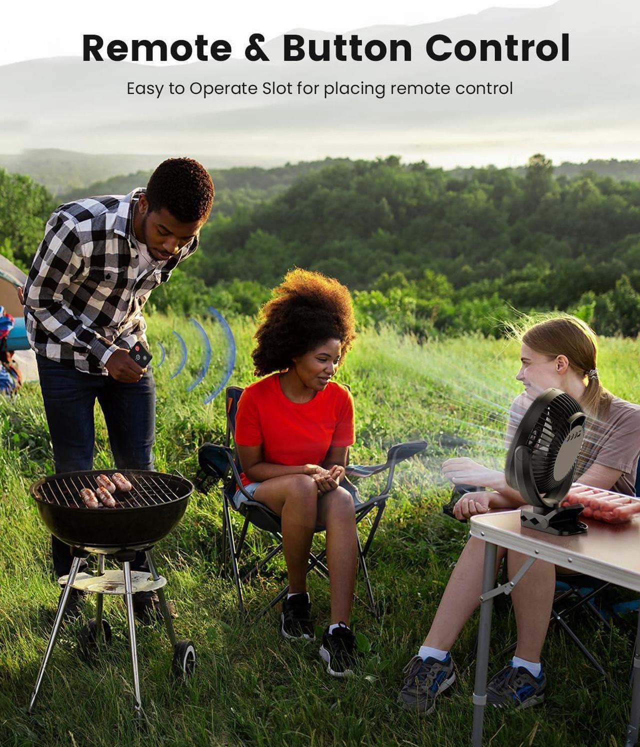 Alt view image 4 of 7 - 8-inch Clip on Fan - 12000mAh Portable Fan Battery Rechargeable with 3 Speeds and Strong Airflow, USB Fan Small Desk Fan Personal Quiet Fan for Office Stroller Bedroom and Camping.